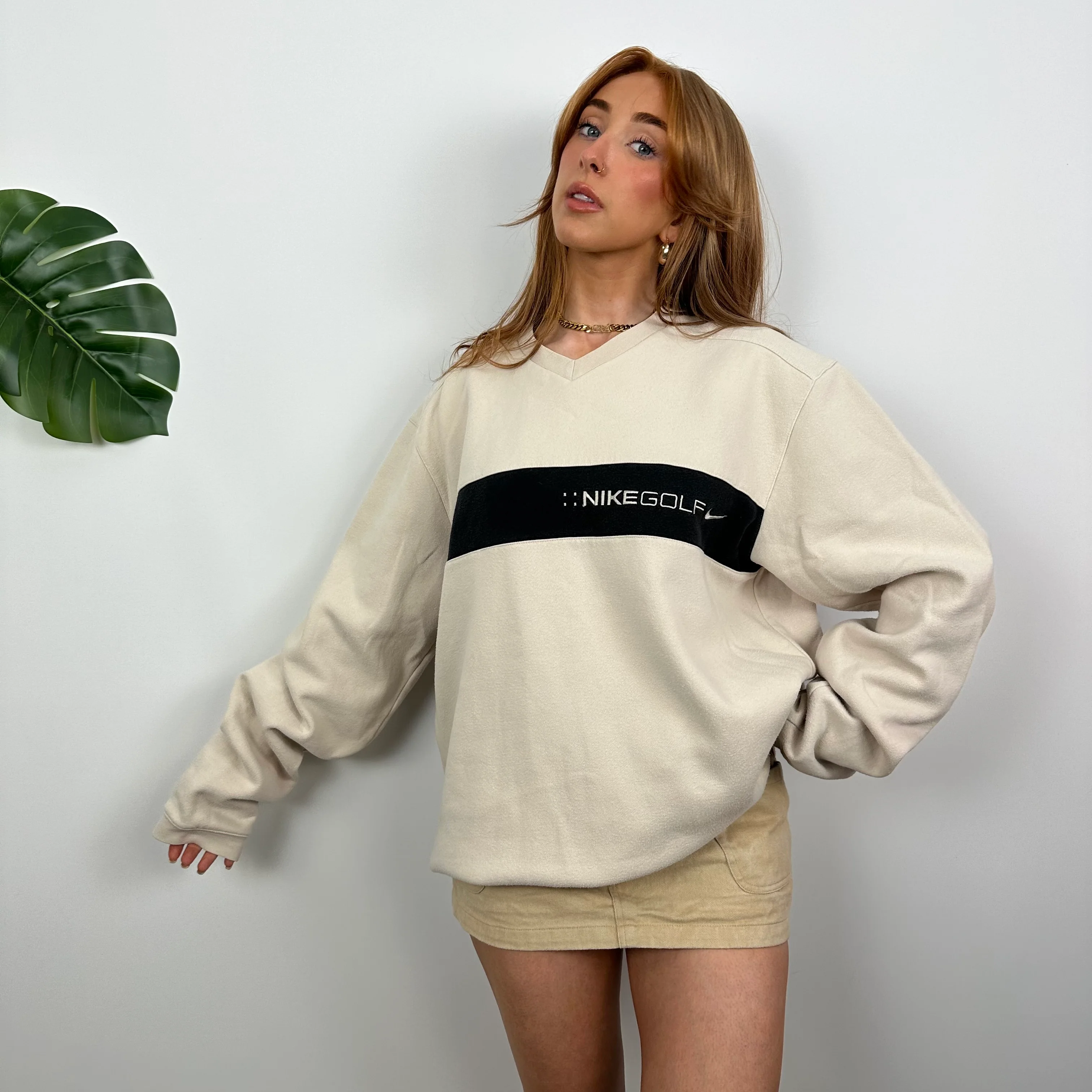 Nike Golf RARE Cream Embroidered Spell Out Sweatshirt (L) - Image 6