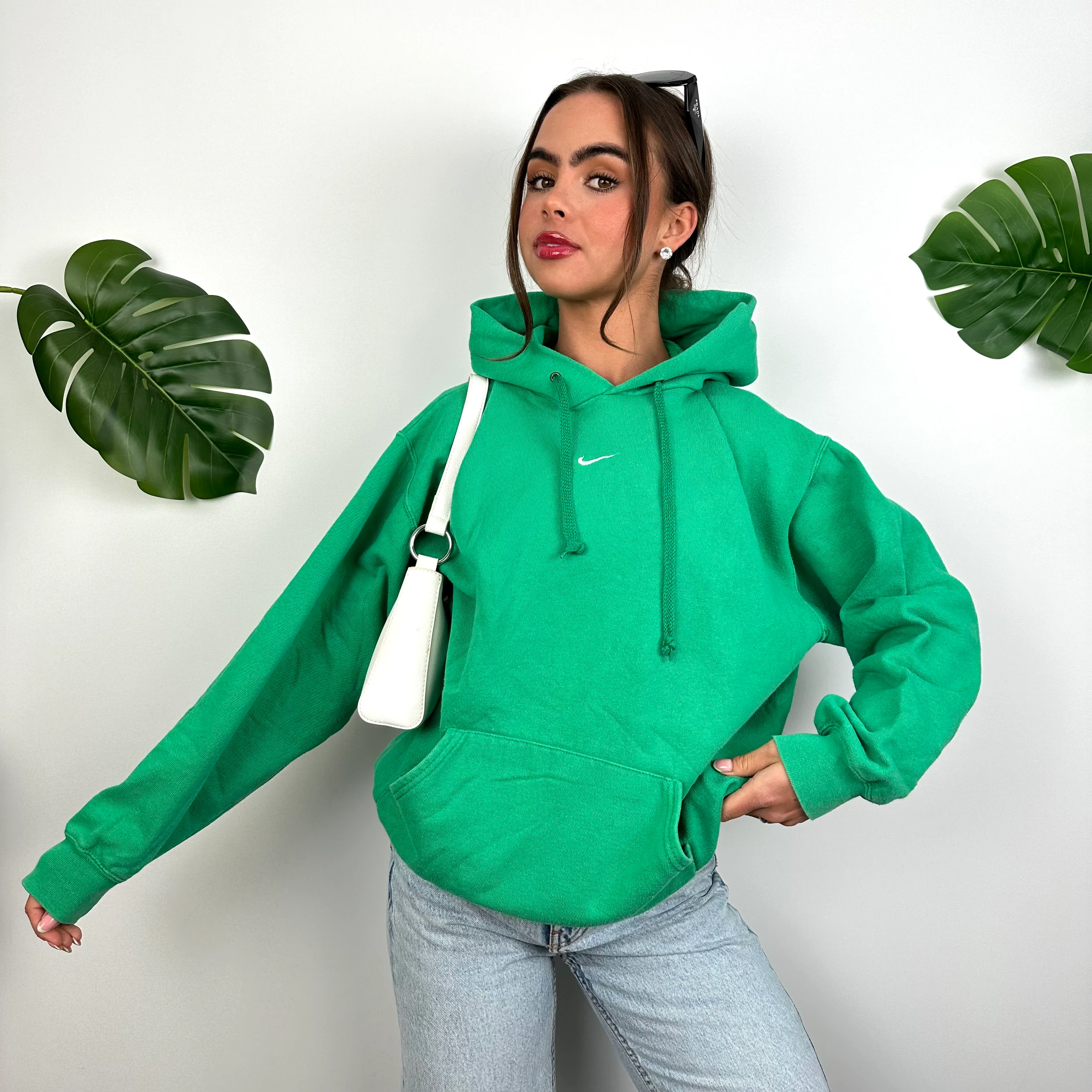 Nike Green Embroidered Centre Swoosh Hoodie (M) - Image 2
