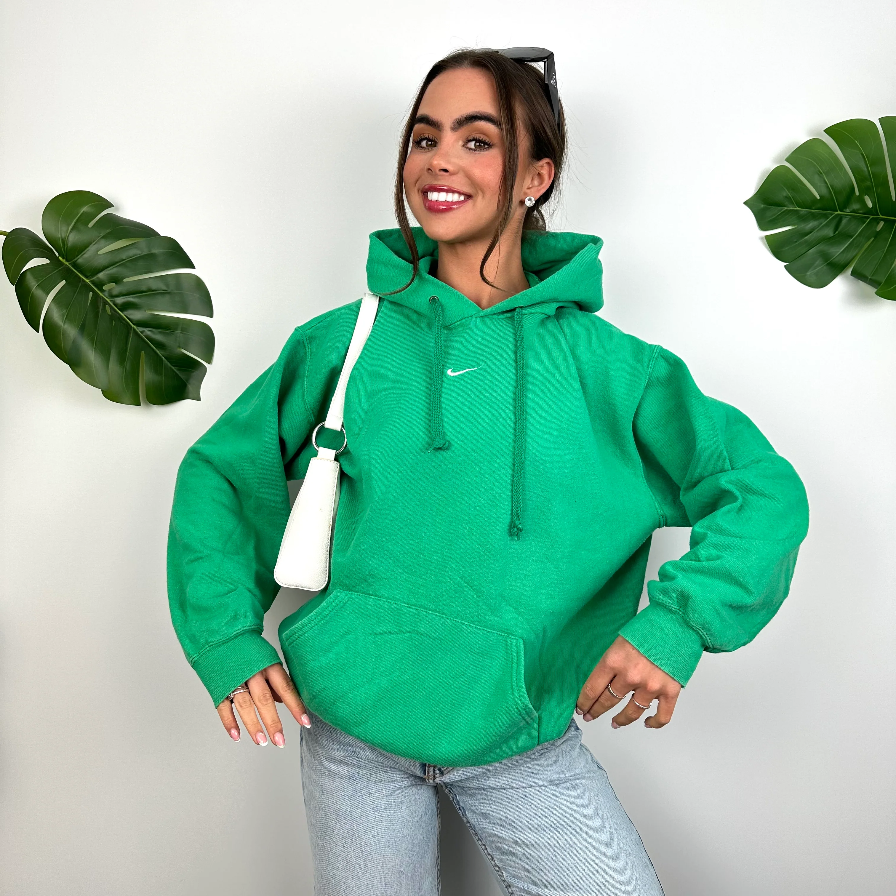 Nike Green Embroidered Centre Swoosh Hoodie (M) - Image 3