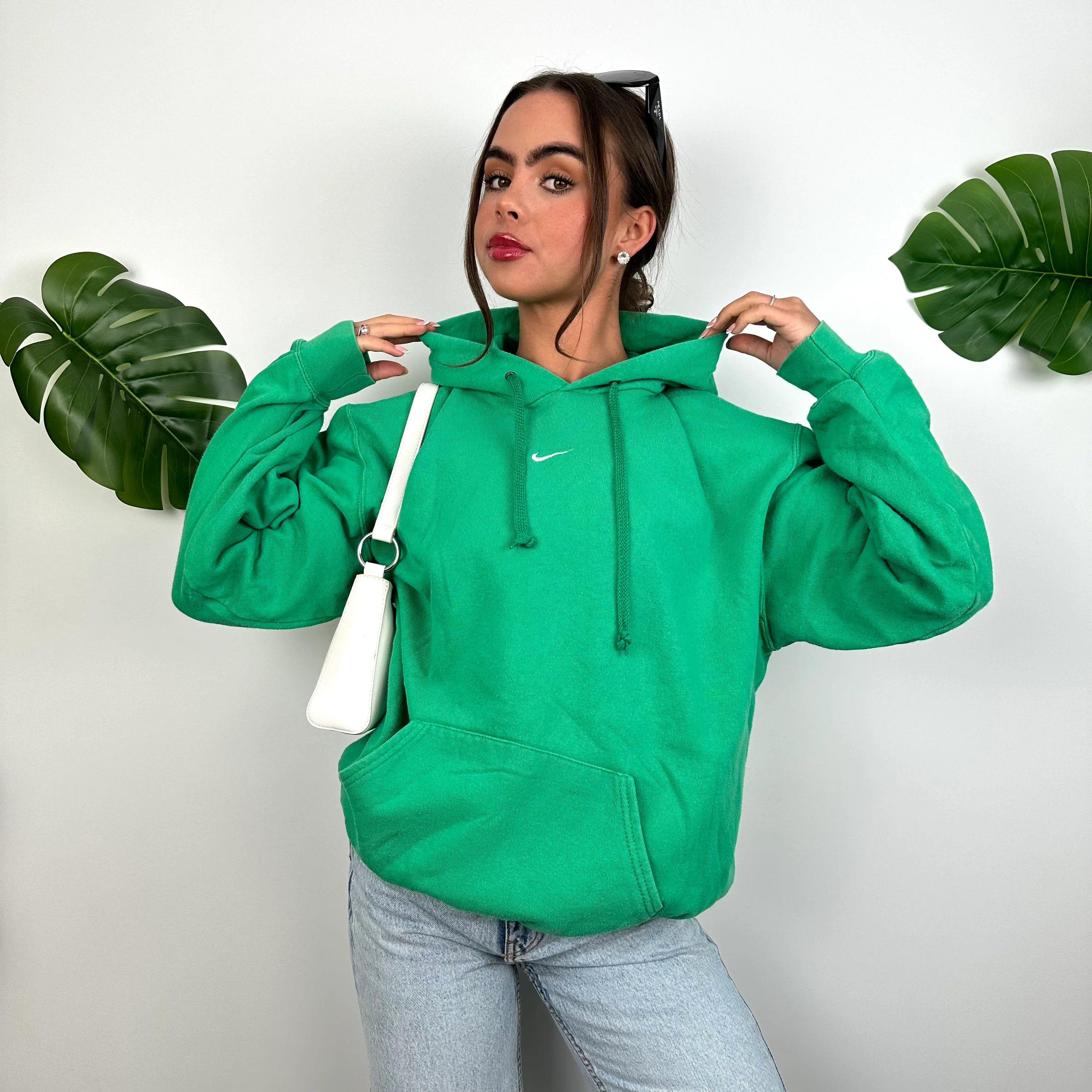 Nike Green Embroidered Centre Swoosh Hoodie (M) - Image 5