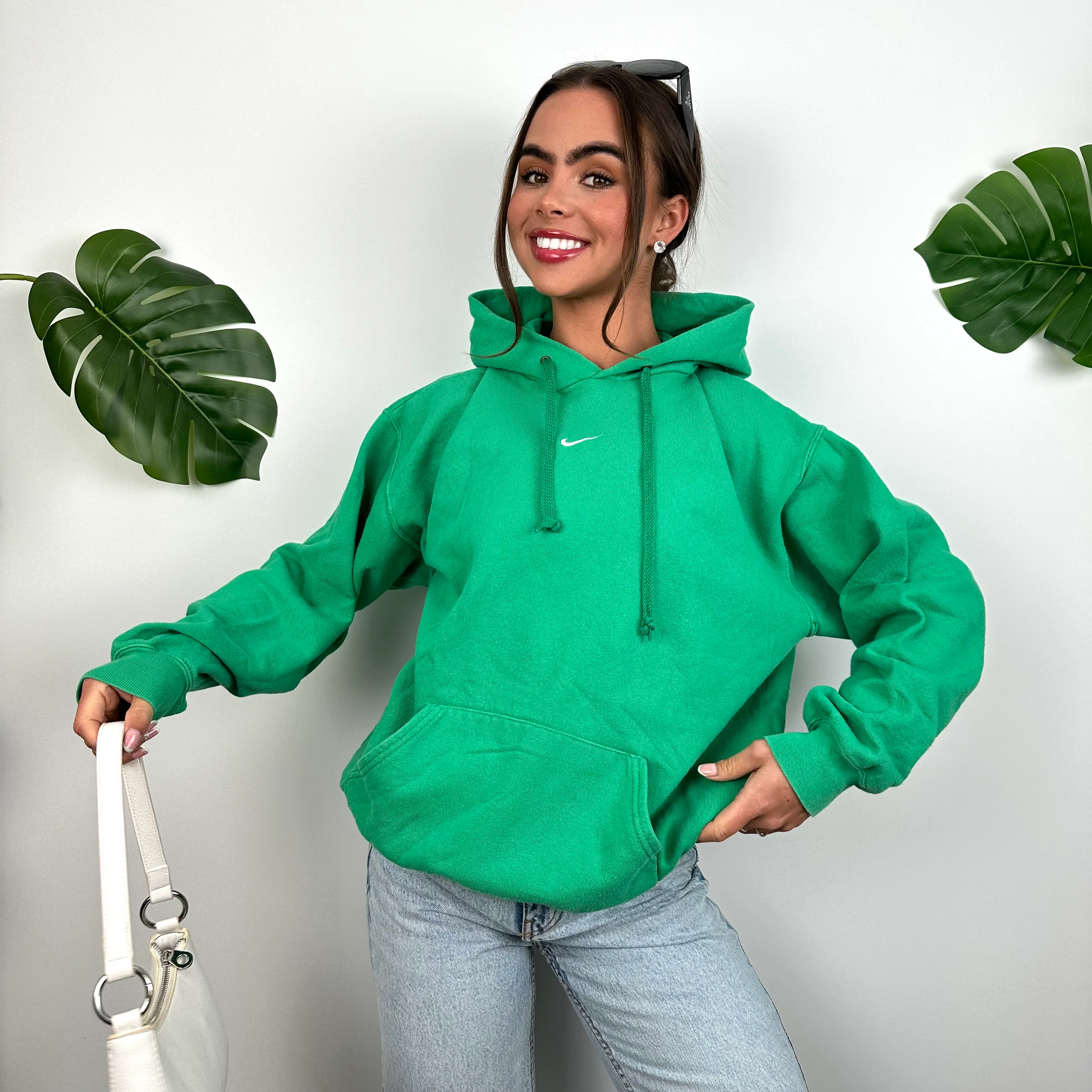 Nike Green Embroidered Centre Swoosh Hoodie (M) - Image 6