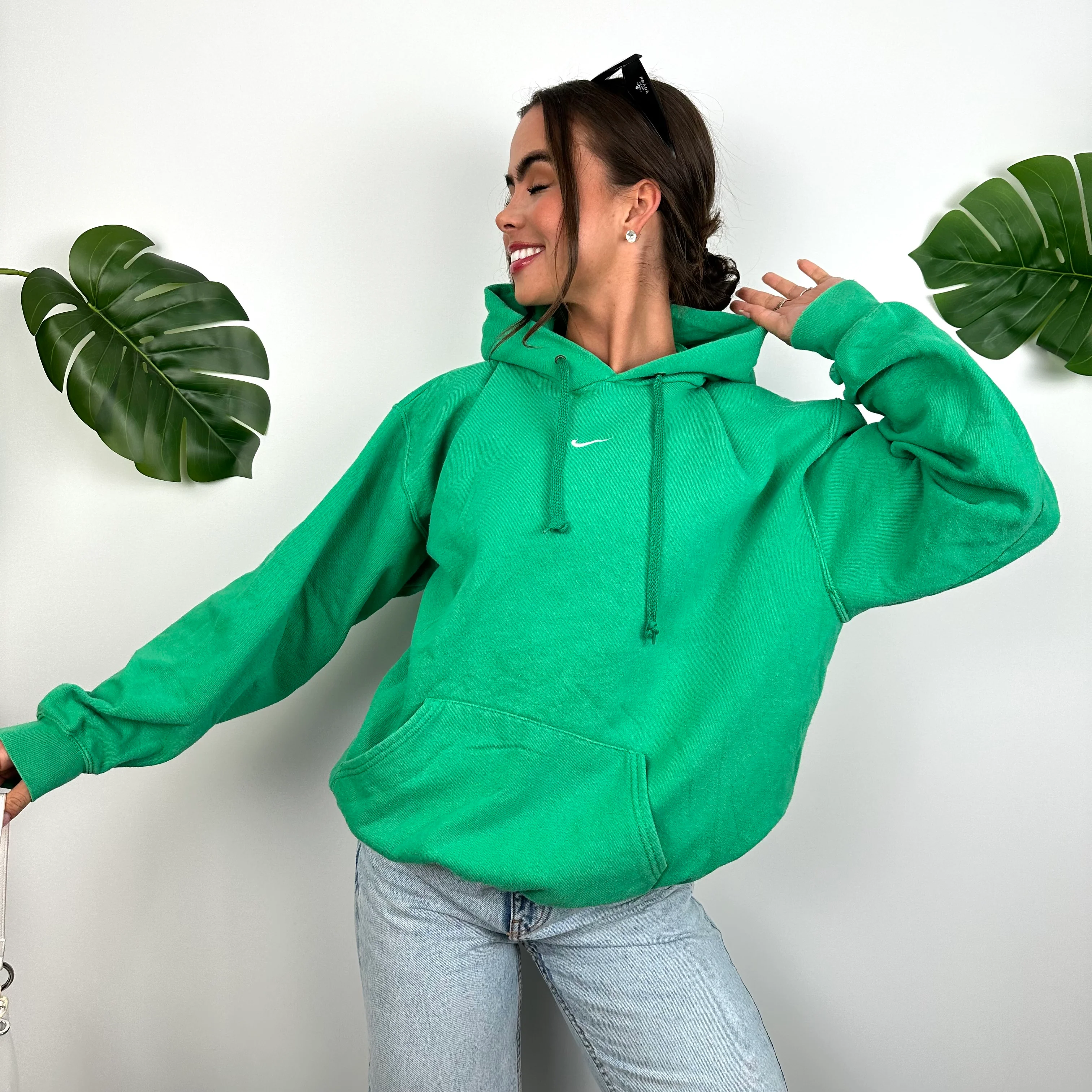 Nike Green Embroidered Centre Swoosh Hoodie (M) - Image 7