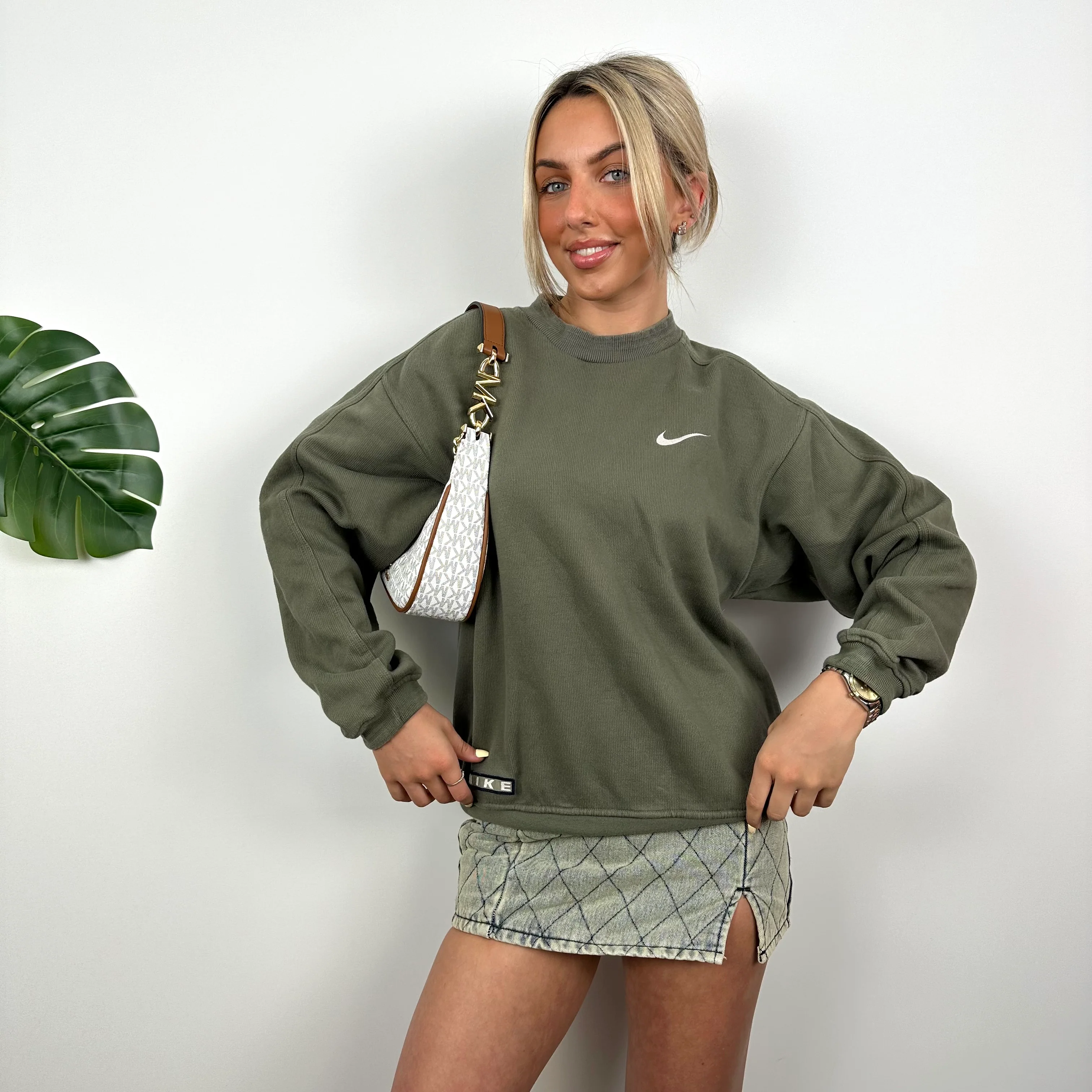Nike Green Embroidered Spell Out Sweatshirt (S) - Image 3