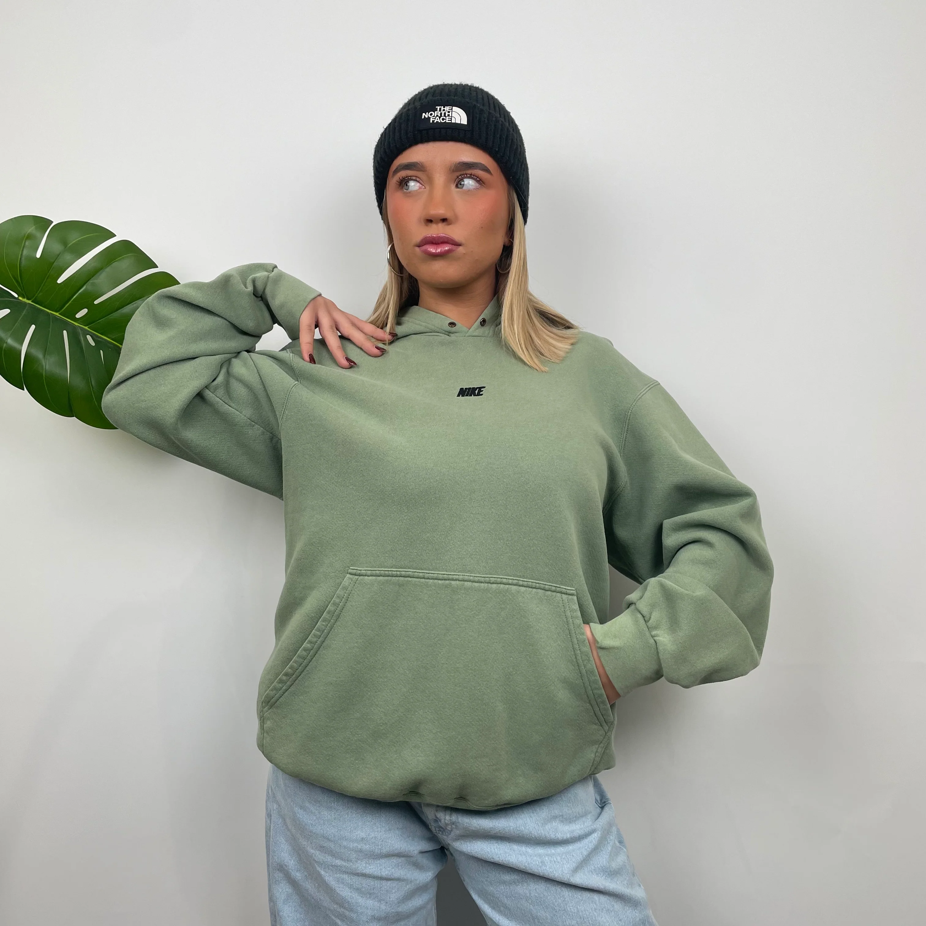 Nike Green Embroidered Spell Out Hoodie (M) - Image 2