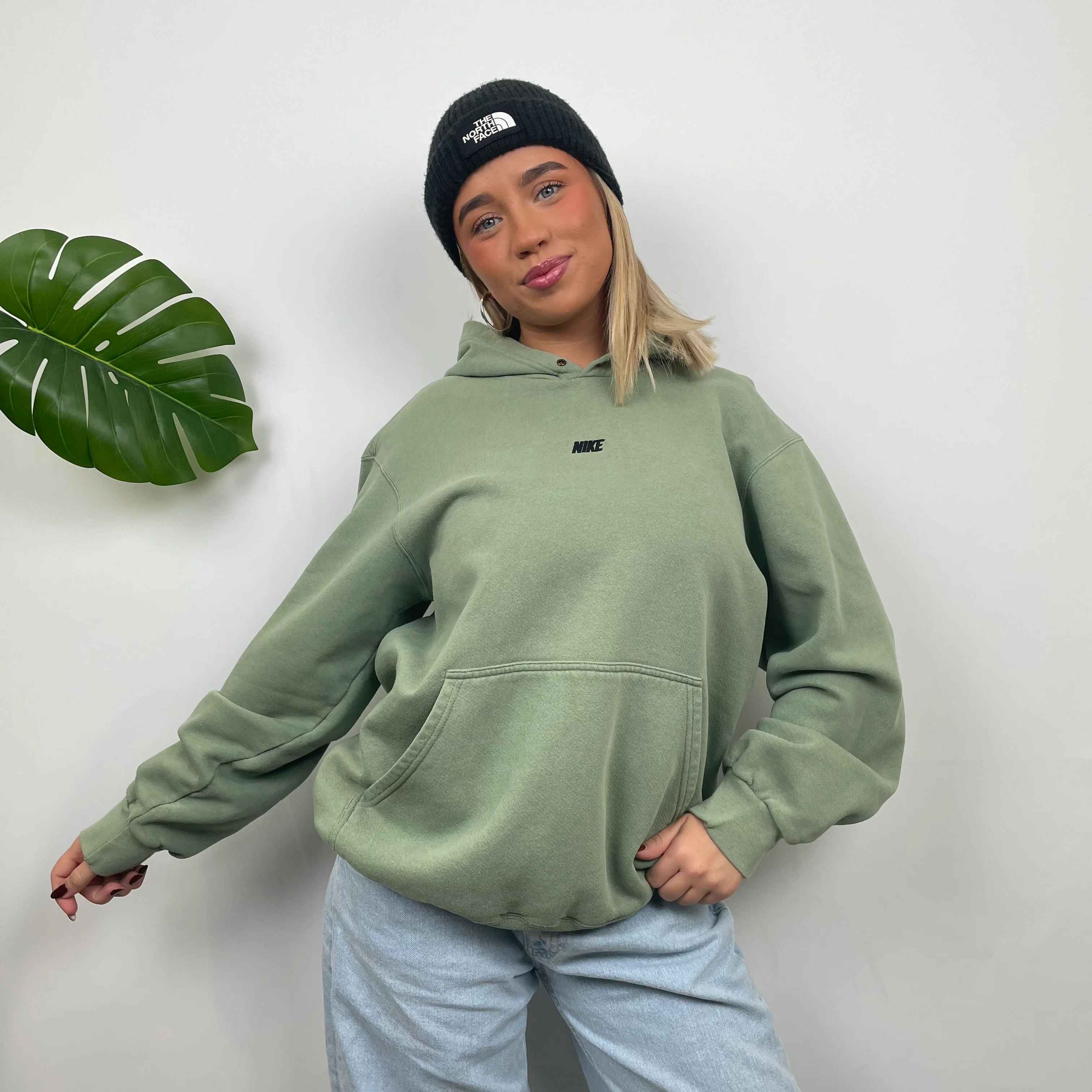 Nike Green Embroidered Spell Out Hoodie (M) - Image 6