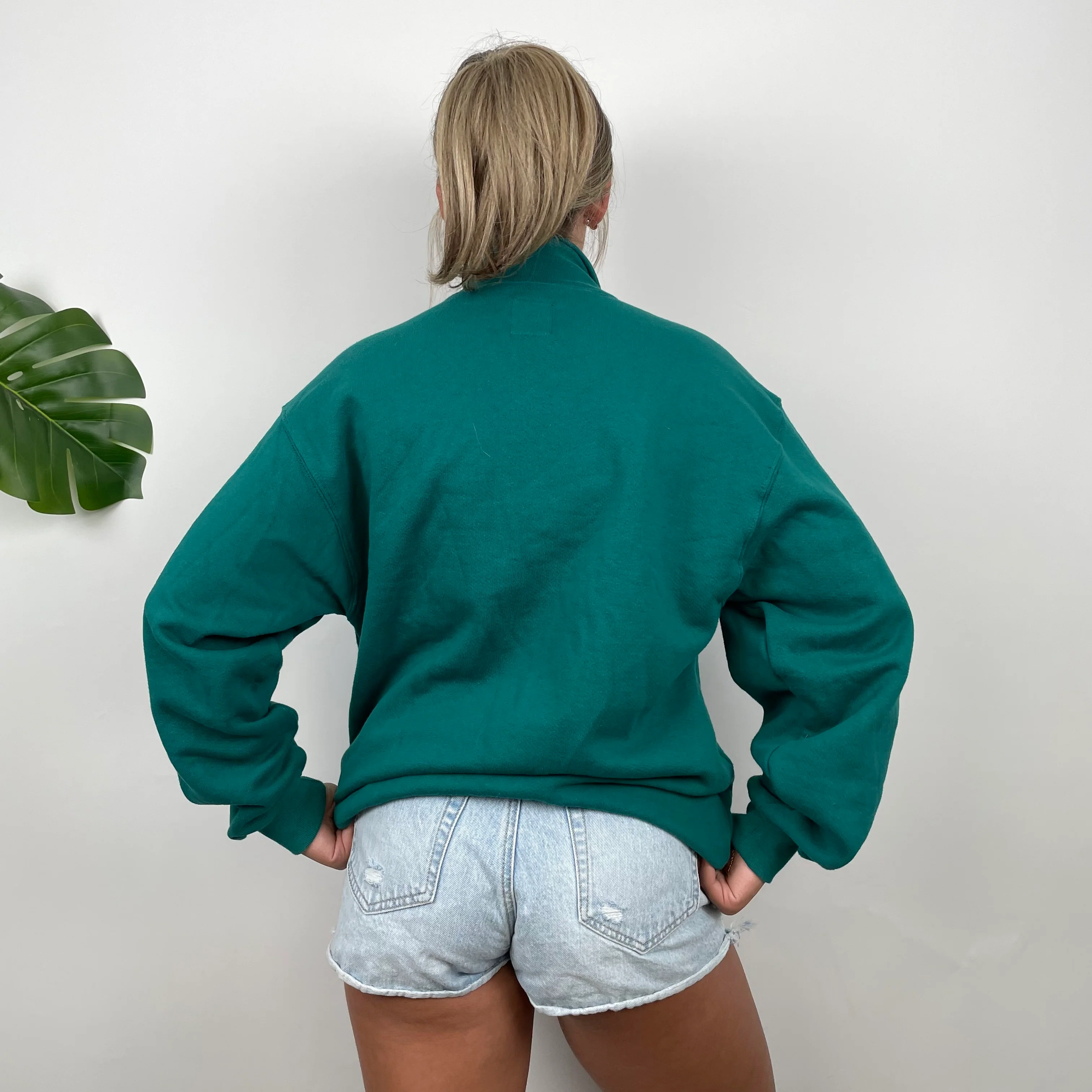 Nike Green Embroidered Spell Out Quarter Zip (M) - Image 4