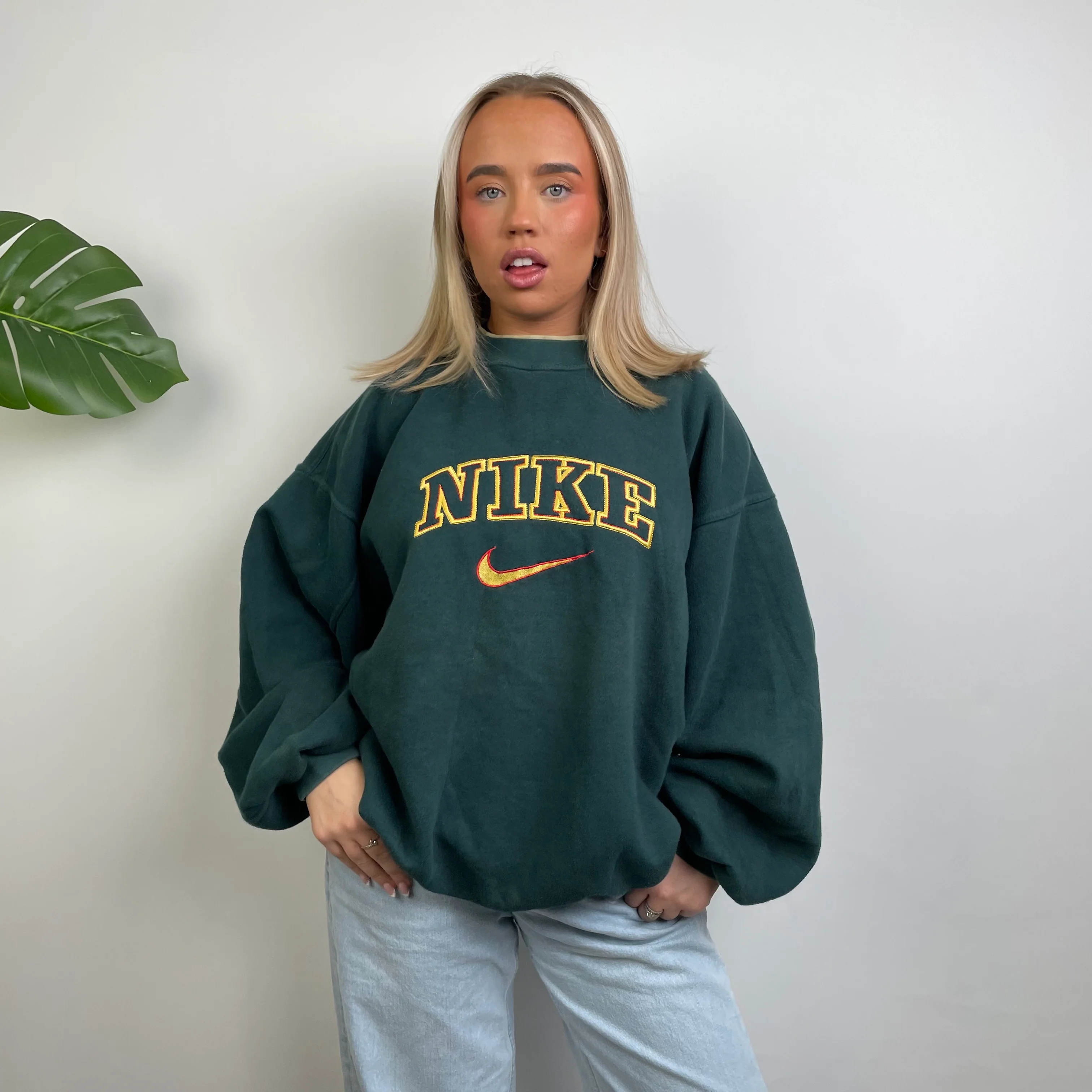 Nike Green Embroidered Spell Out Sweatshirt (L) - Image 2
