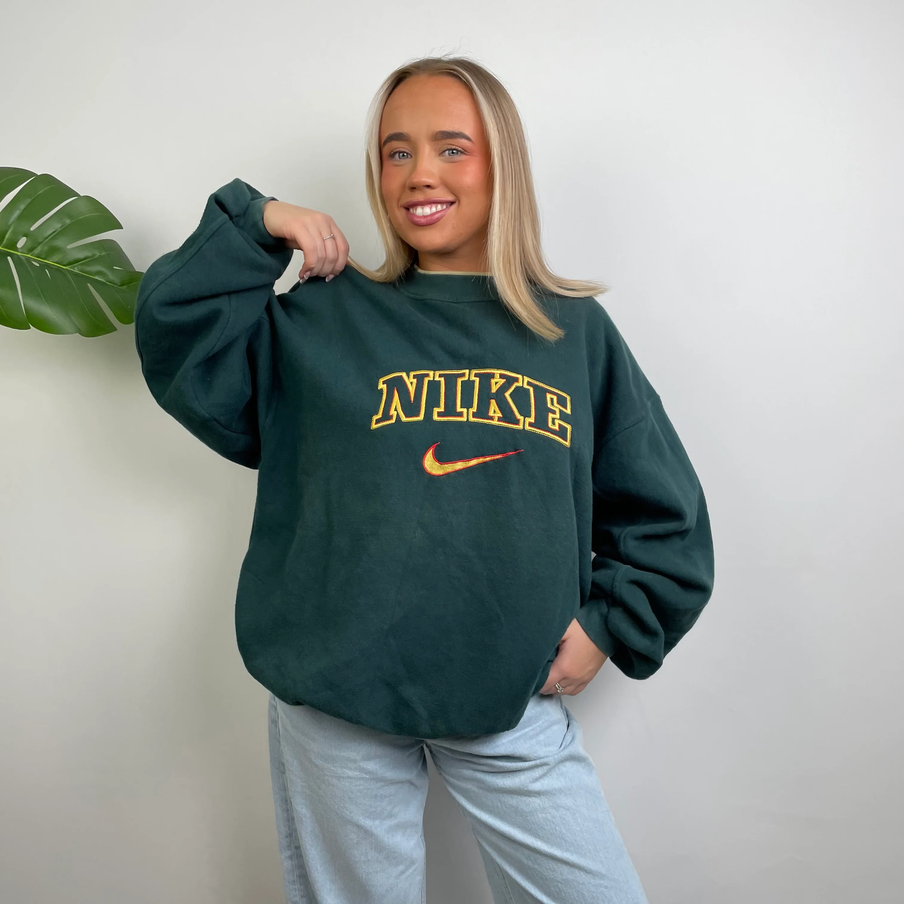 Nike Green Embroidered Spell Out Sweatshirt (L) - Image 3