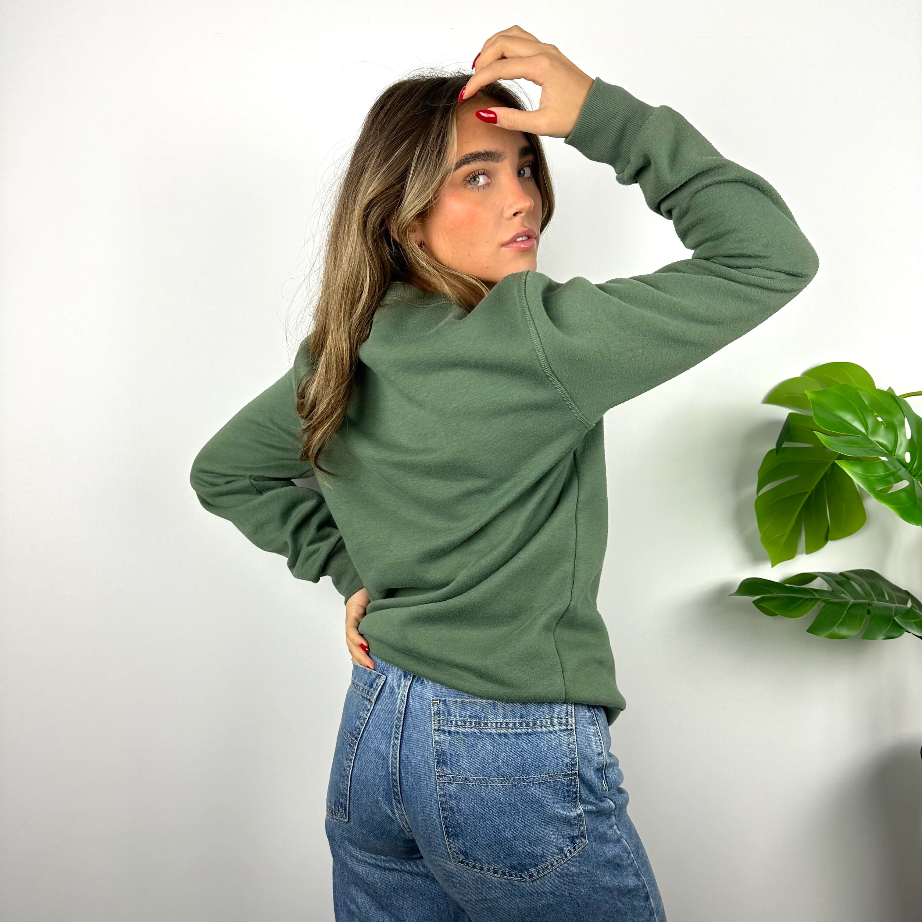 Nike Green Embroidered Spell Out Sweatshirt (M) - Image 4