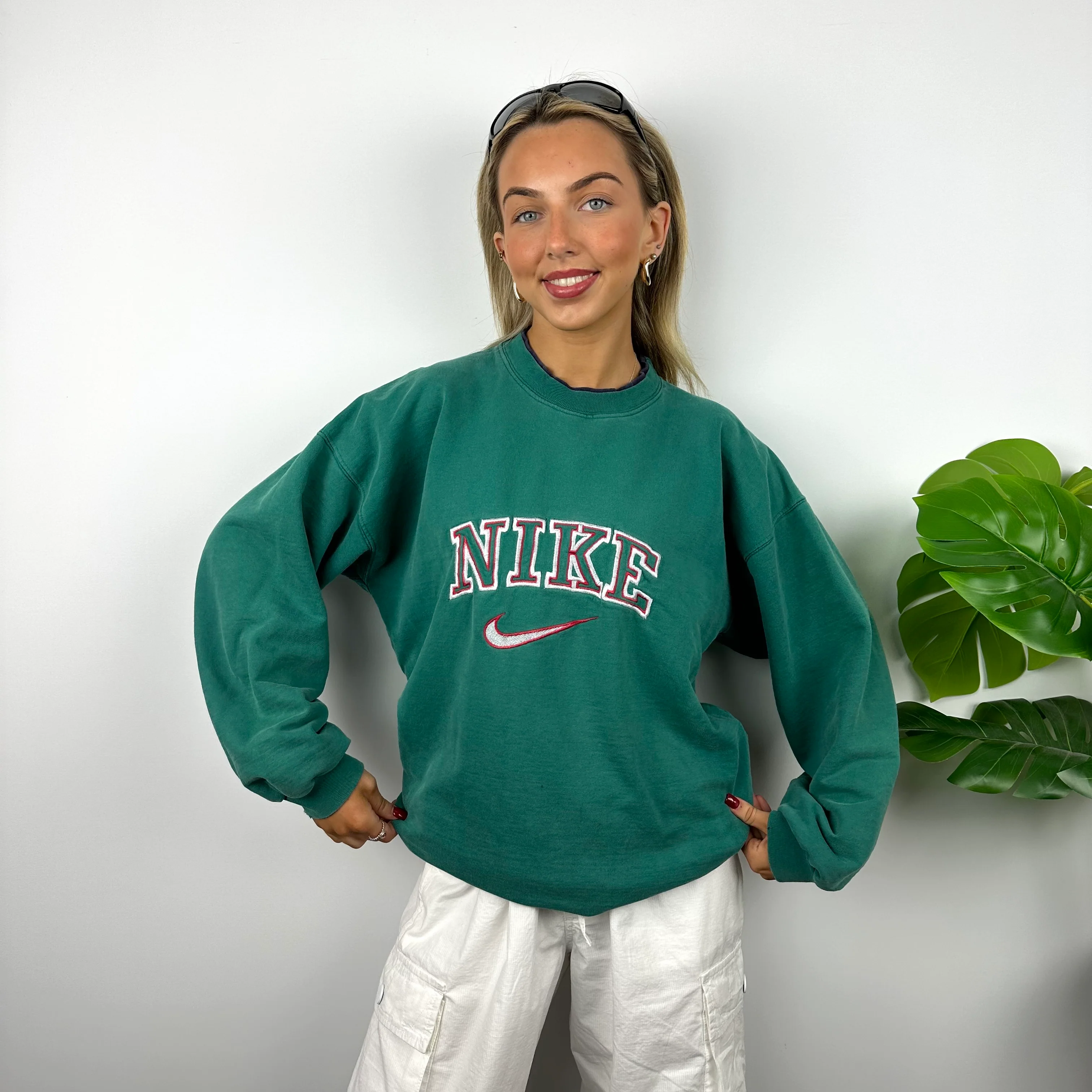 Nike Green Embroidered Spell Out Sweatshirt (L) - Image 2
