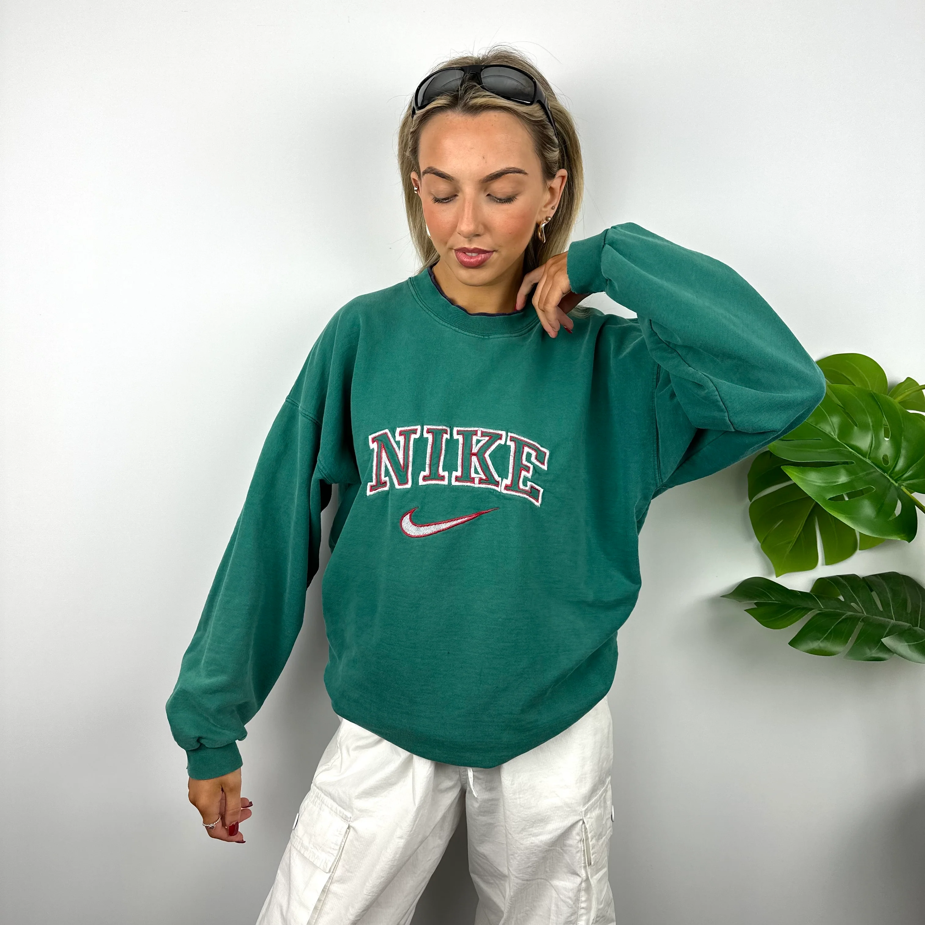 Nike Green Embroidered Spell Out Sweatshirt (L) - Image 3