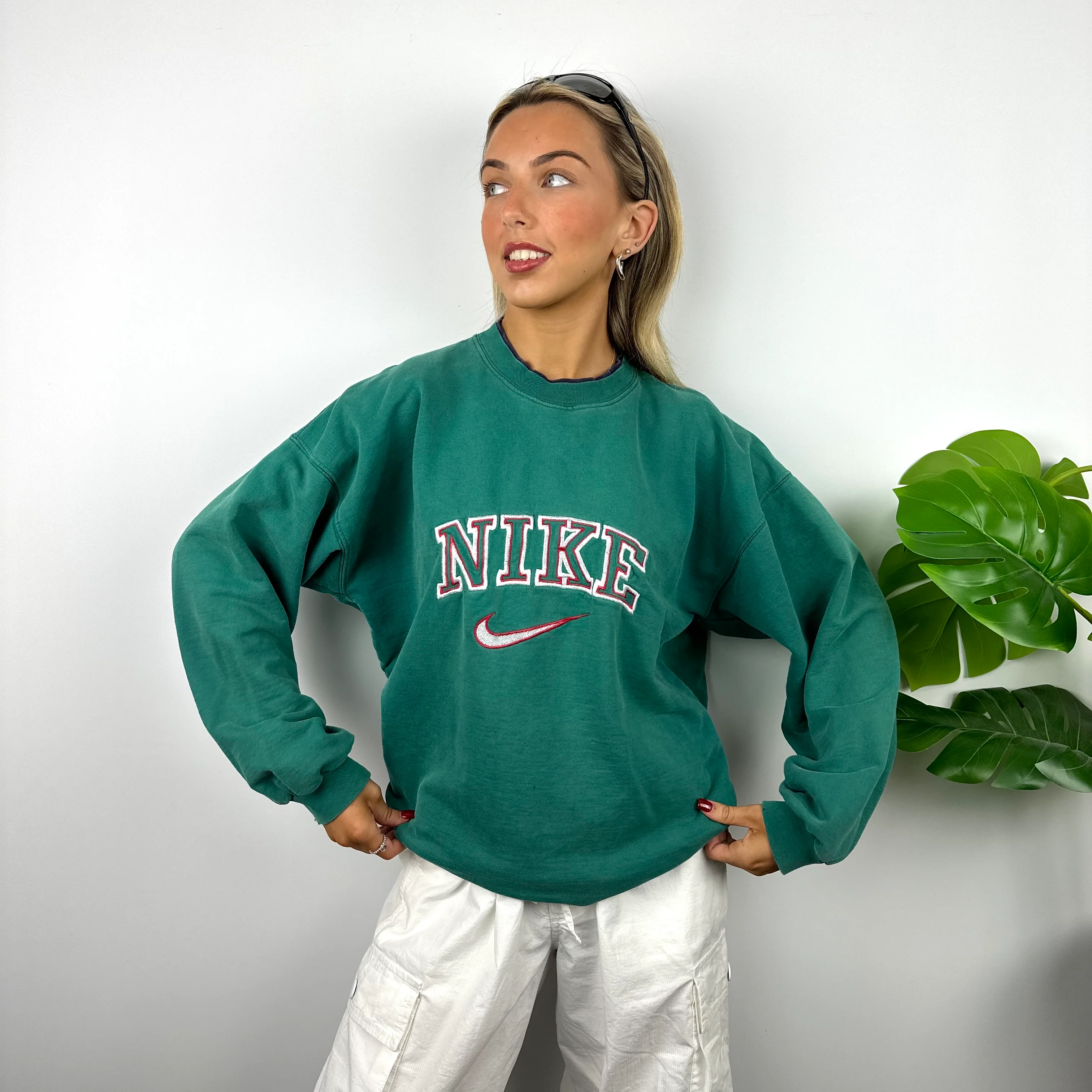 Nike Green Embroidered Spell Out Sweatshirt (L) - Image 6