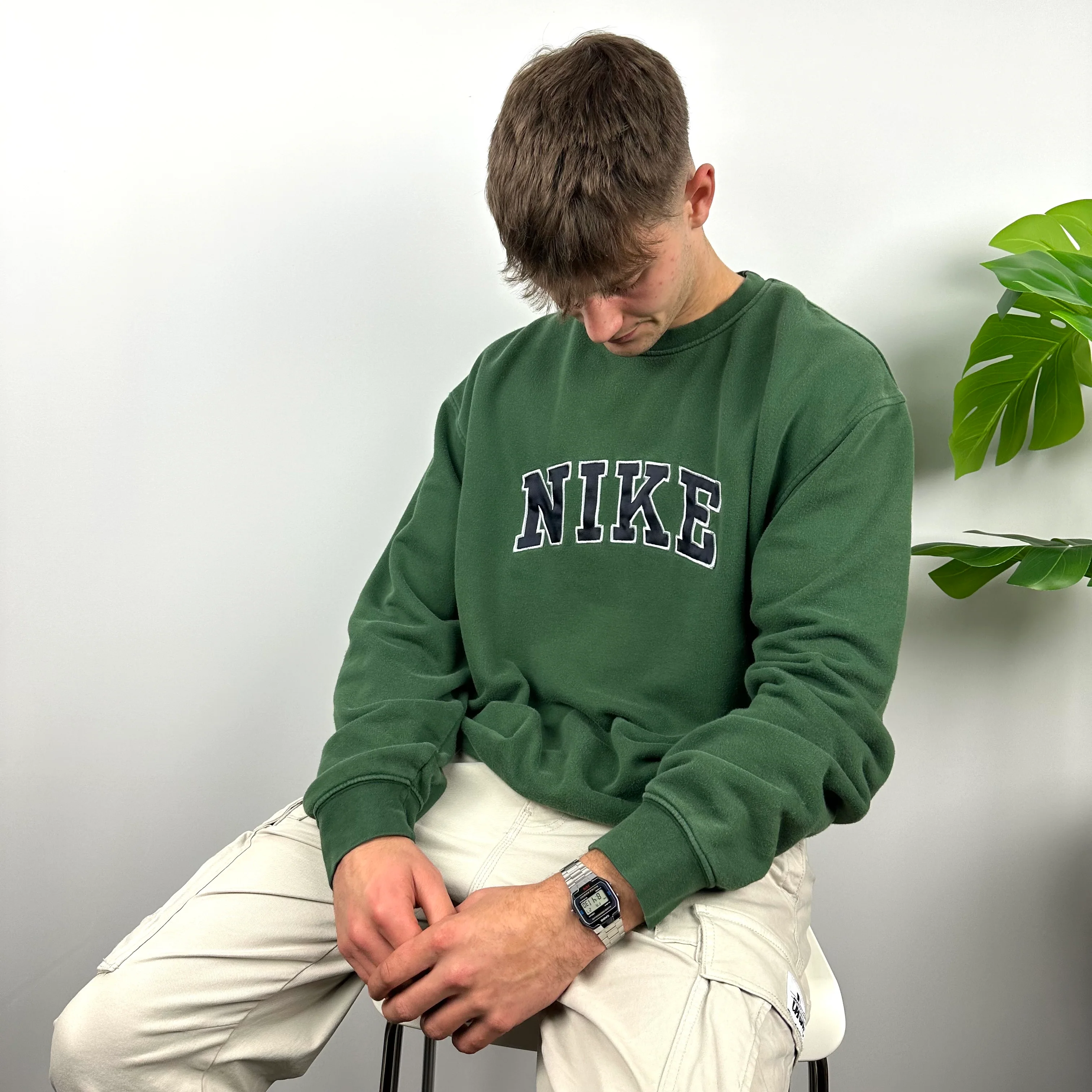 Nike Green Embroidered Spell Out Sweatshirt (XL)