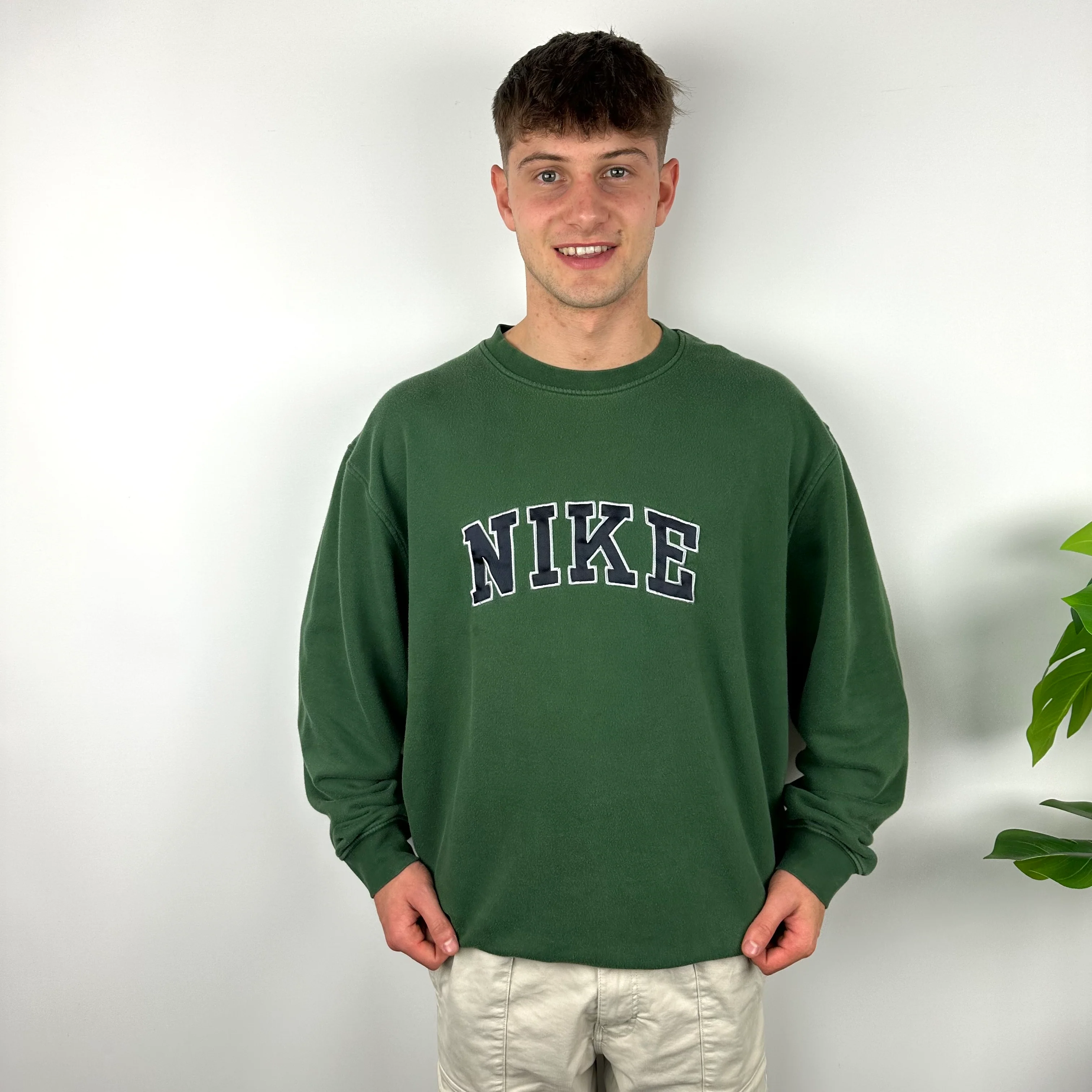 Nike Green Embroidered Spell Out Sweatshirt (XL) - Image 5