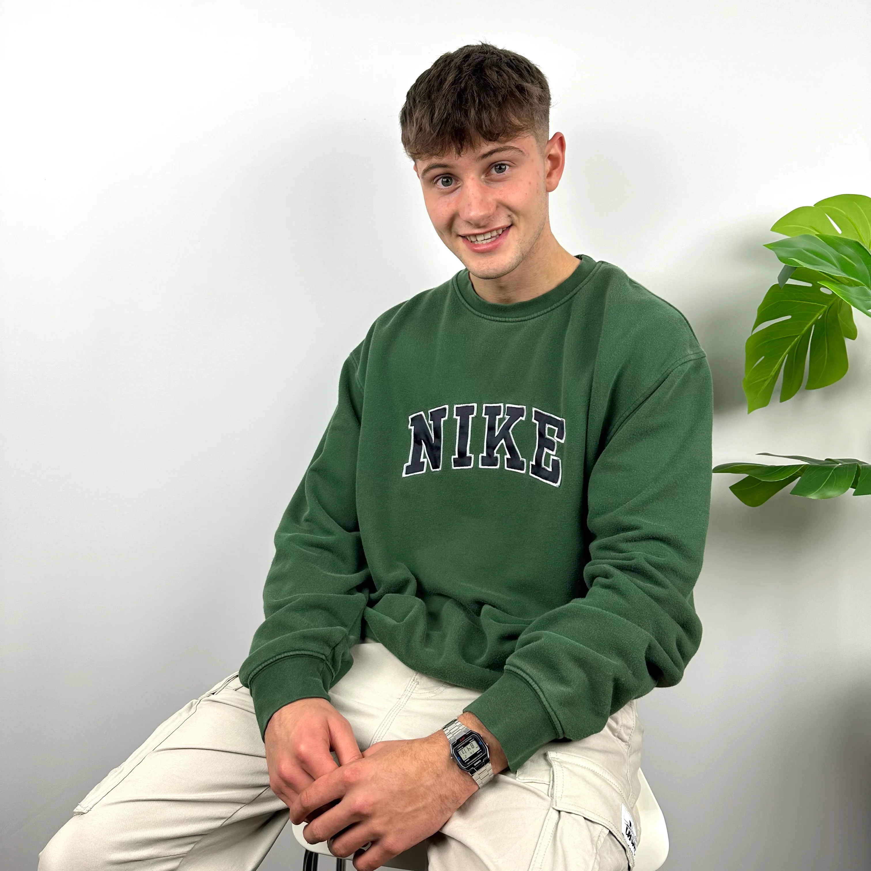 Nike Green Embroidered Spell Out Sweatshirt (XL) - Image 7
