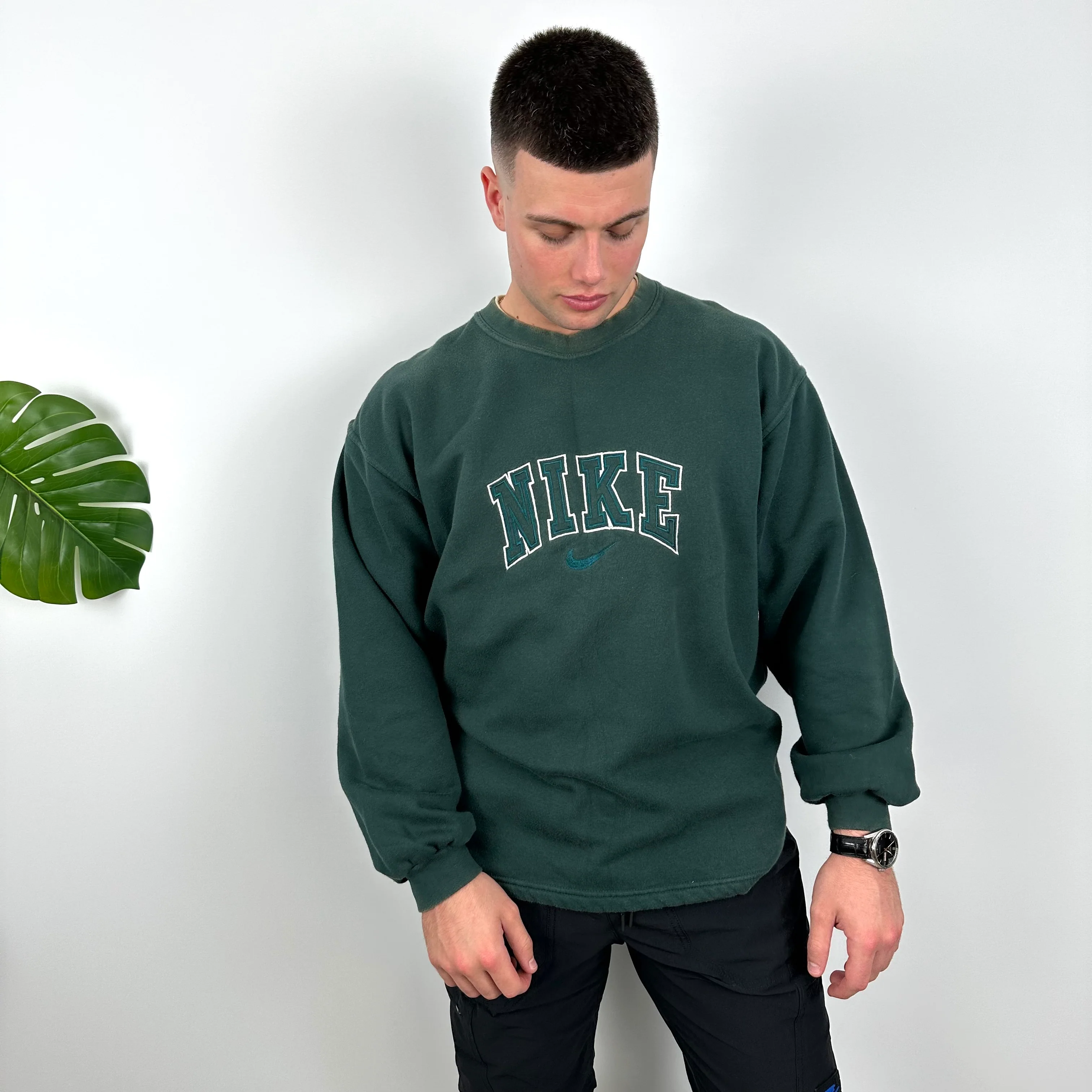 Nike Green Embroidered Spell Out Sweatshirt (L) - Image 2