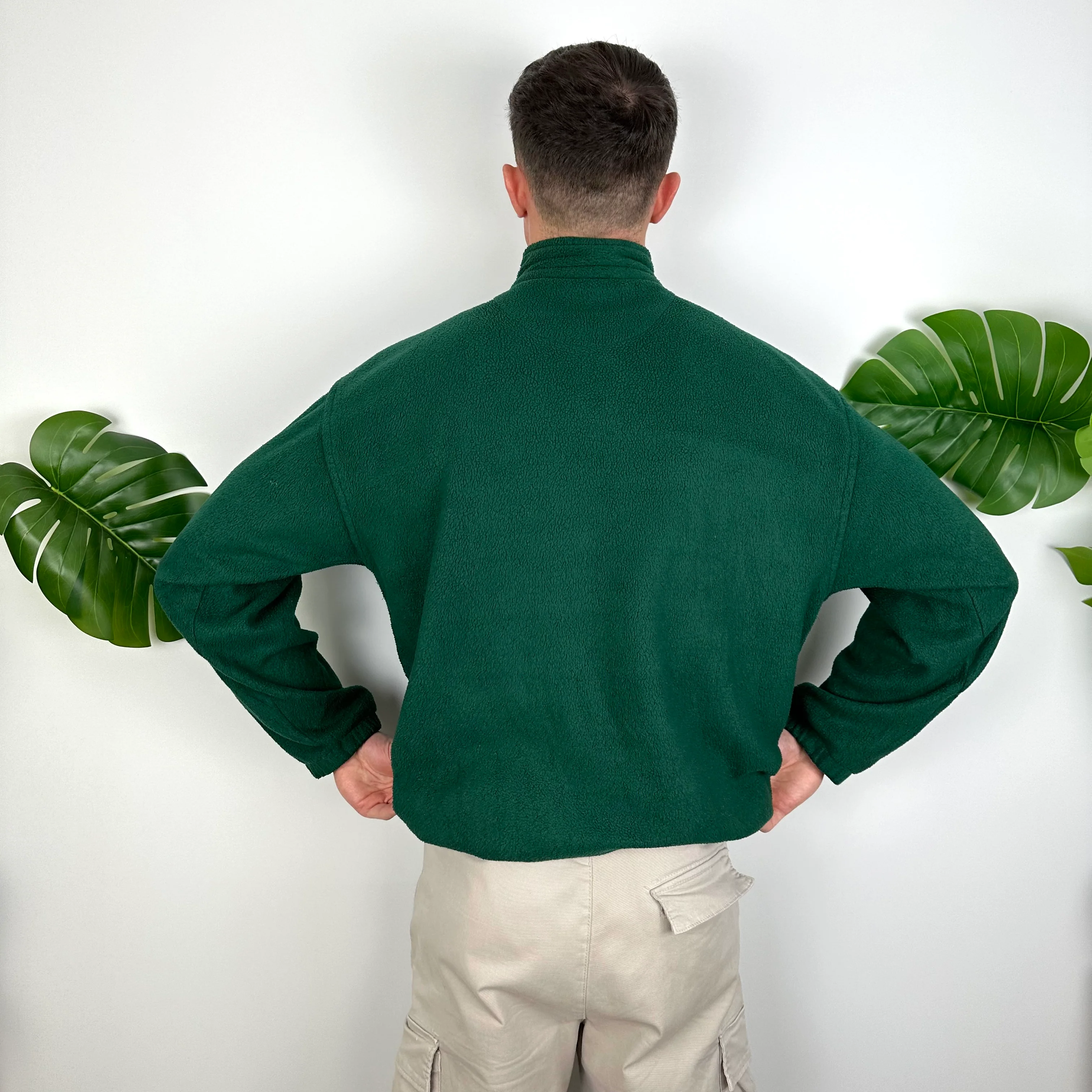 Nike Green Embroidered Spell Out Teddy Bear Fleece Quarter Zip Sweatshirt (M) - Image 4