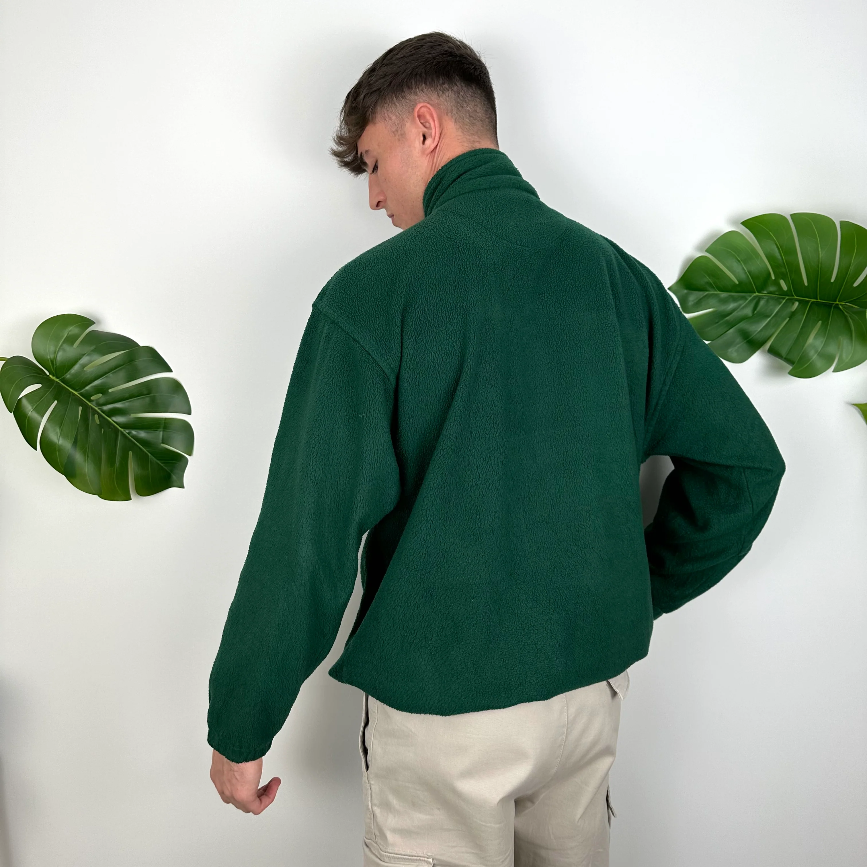 Nike Green Embroidered Spell Out Teddy Bear Fleece Quarter Zip Sweatshirt (M) - Image 7