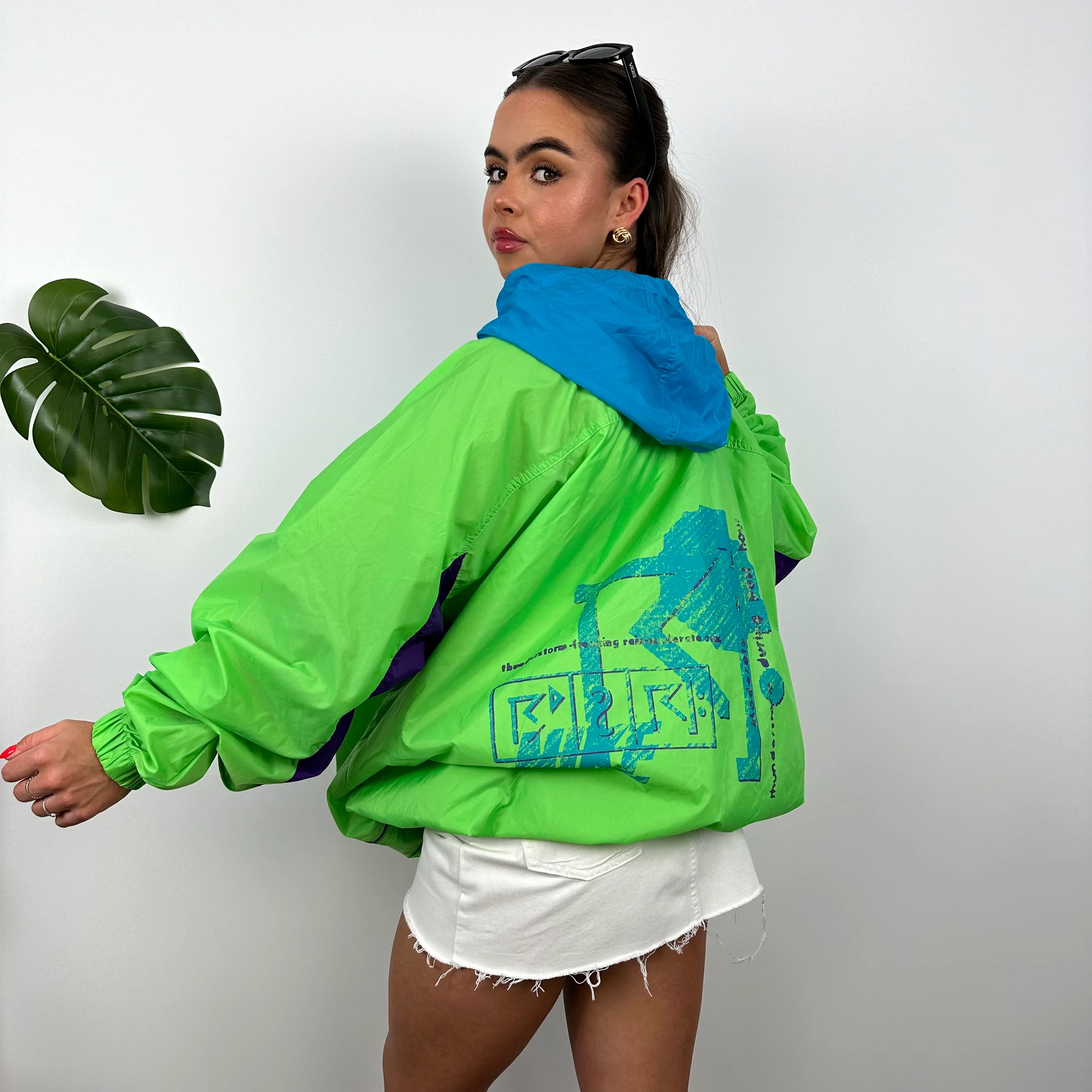 Nike Green Embroidered Spell Out Windbreaker Jacket (L) - Image 5