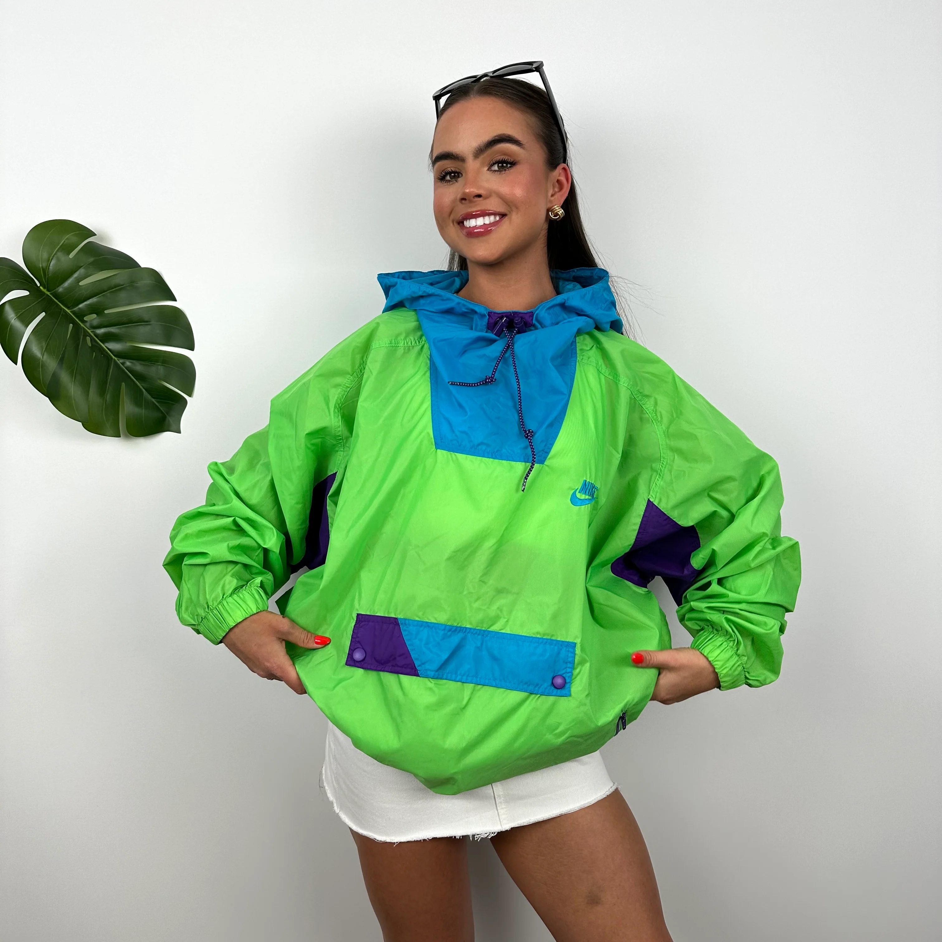 Nike Green Embroidered Spell Out Windbreaker Jacket (L) - Image 6