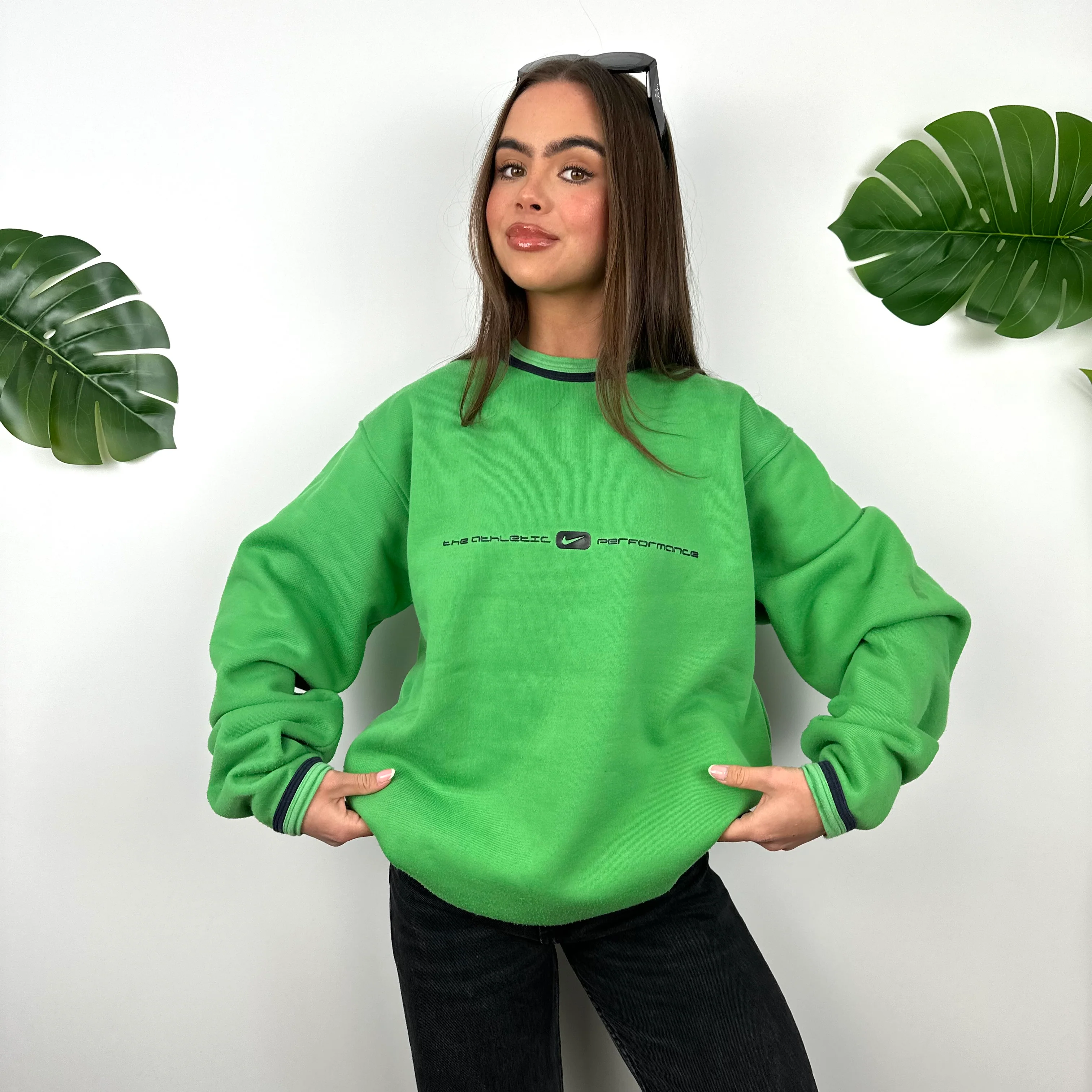 Nike Green Spell Out Sweatshirt (L) - Image 2