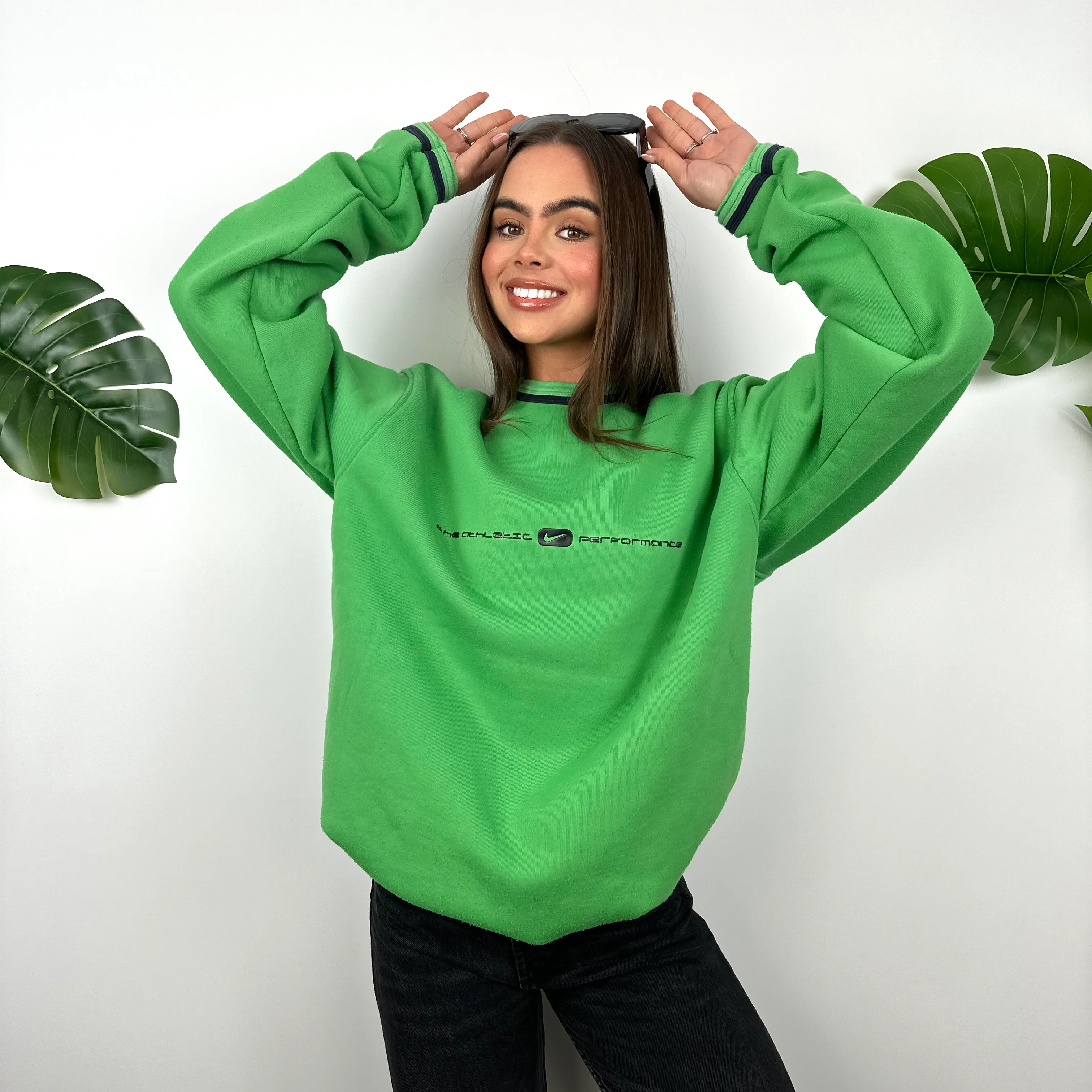 Nike Green Spell Out Sweatshirt (L) - Image 3