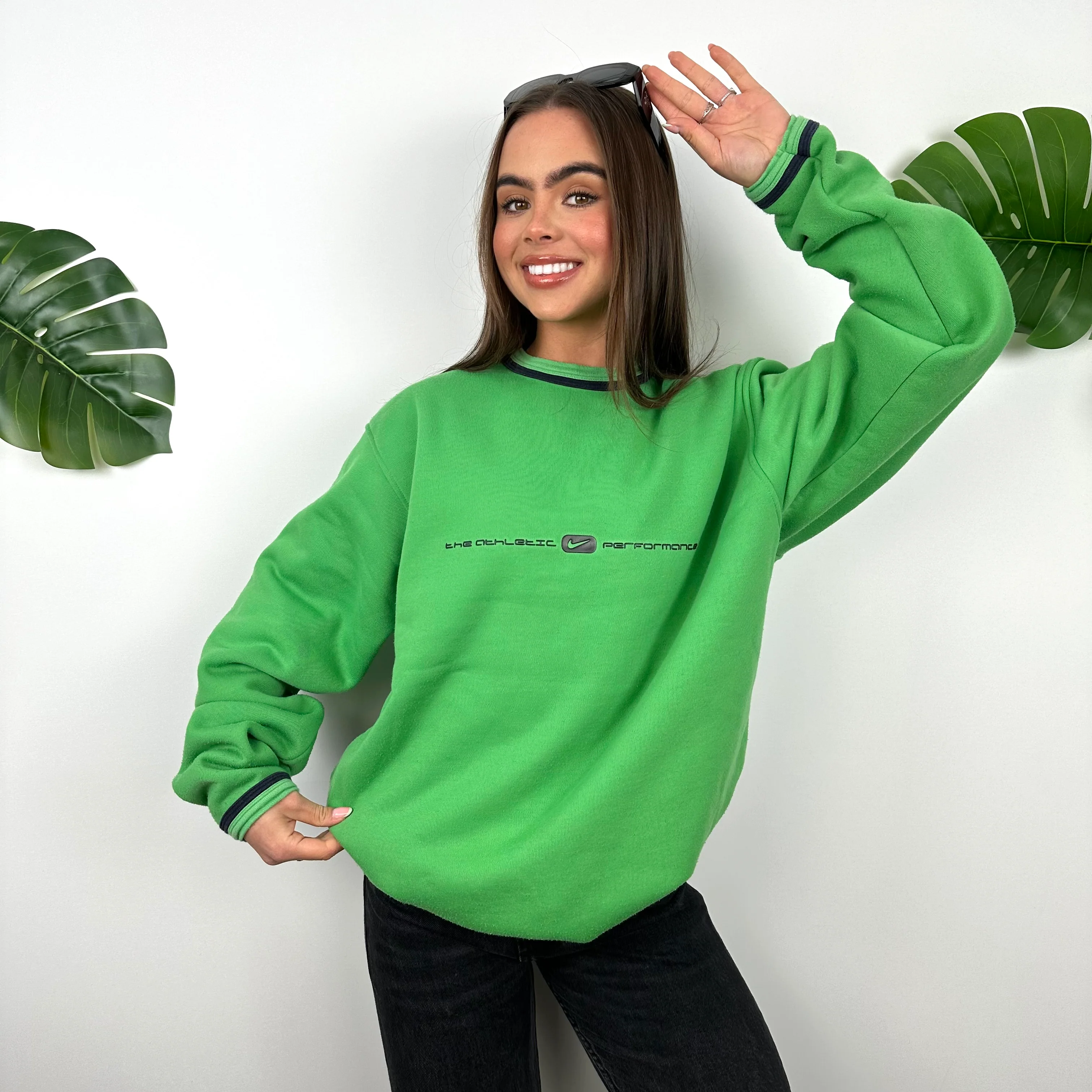 Nike Green Spell Out Sweatshirt (L) - Image 4