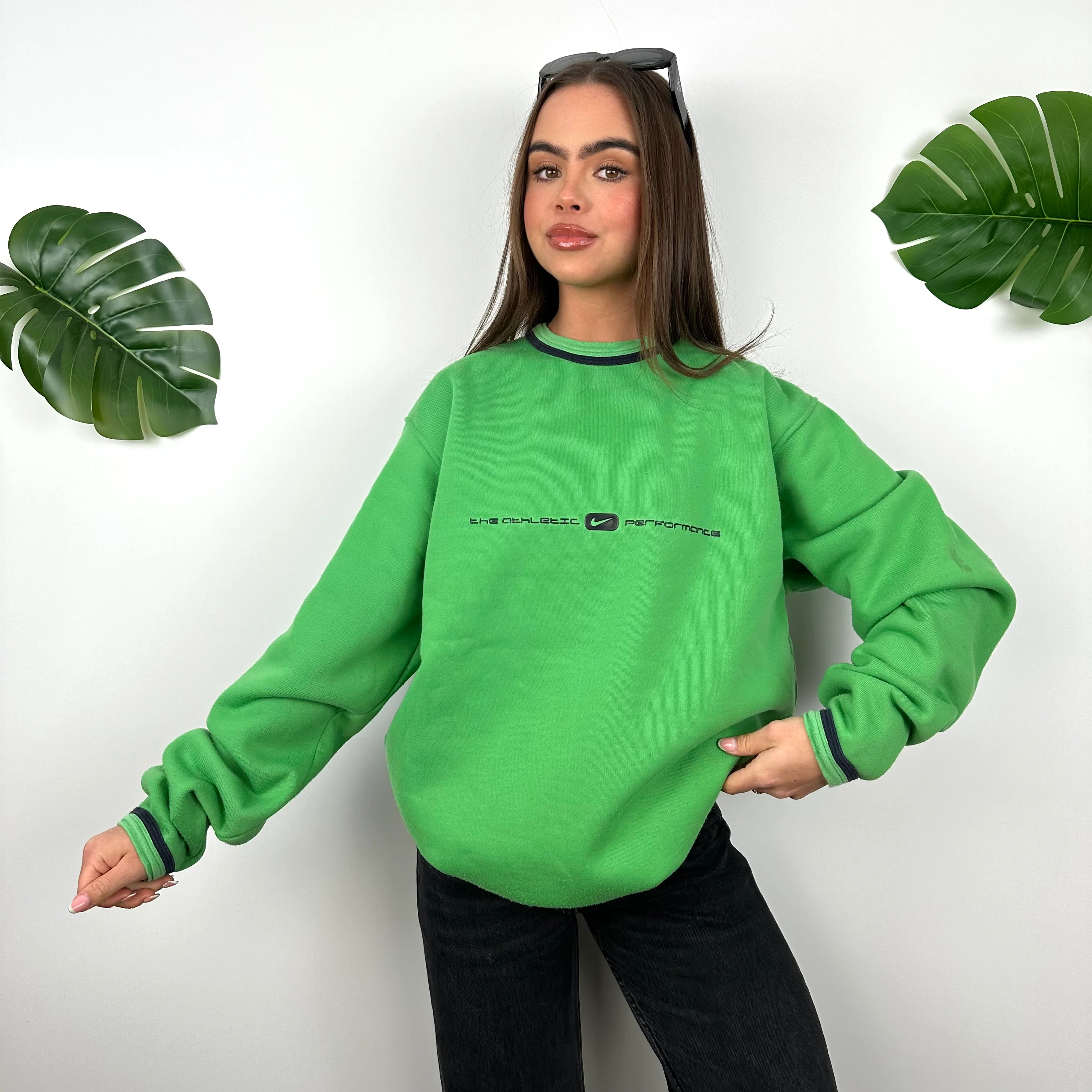 Nike Green Spell Out Sweatshirt (L) - Image 5