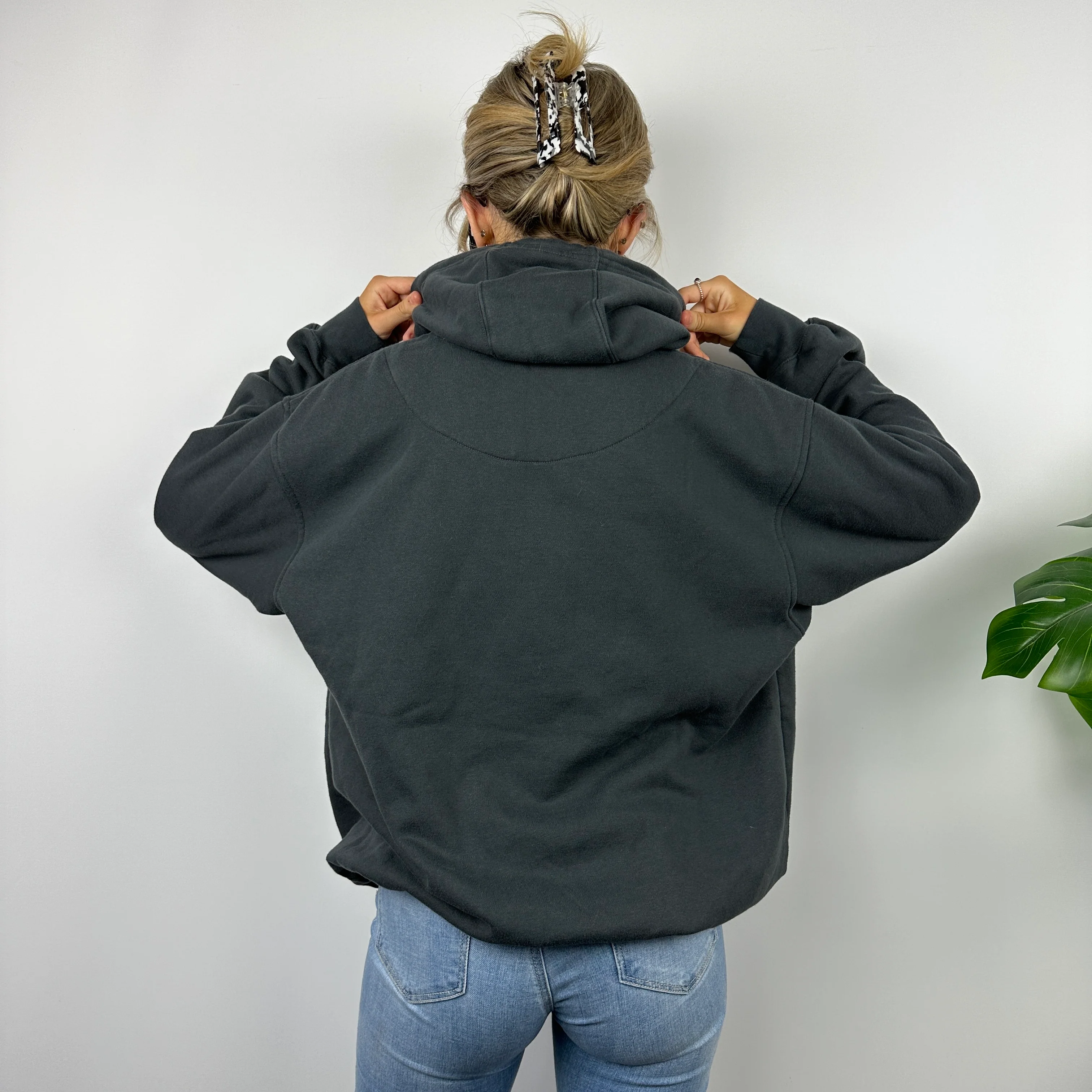 Nike Grey Embroidered Spell Out Hoodie (M) - Image 4