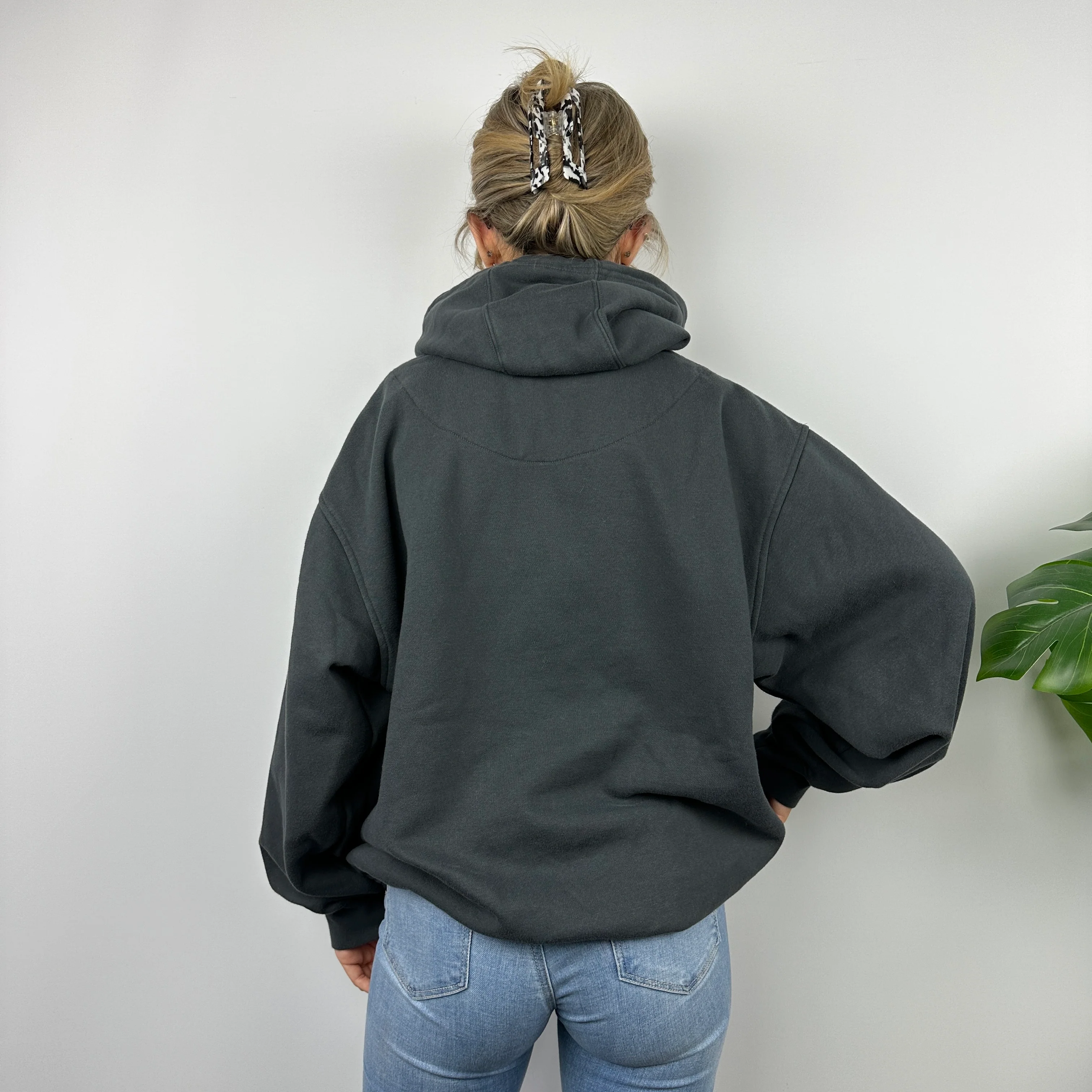 Nike Grey Embroidered Spell Out Hoodie (M) - Image 8