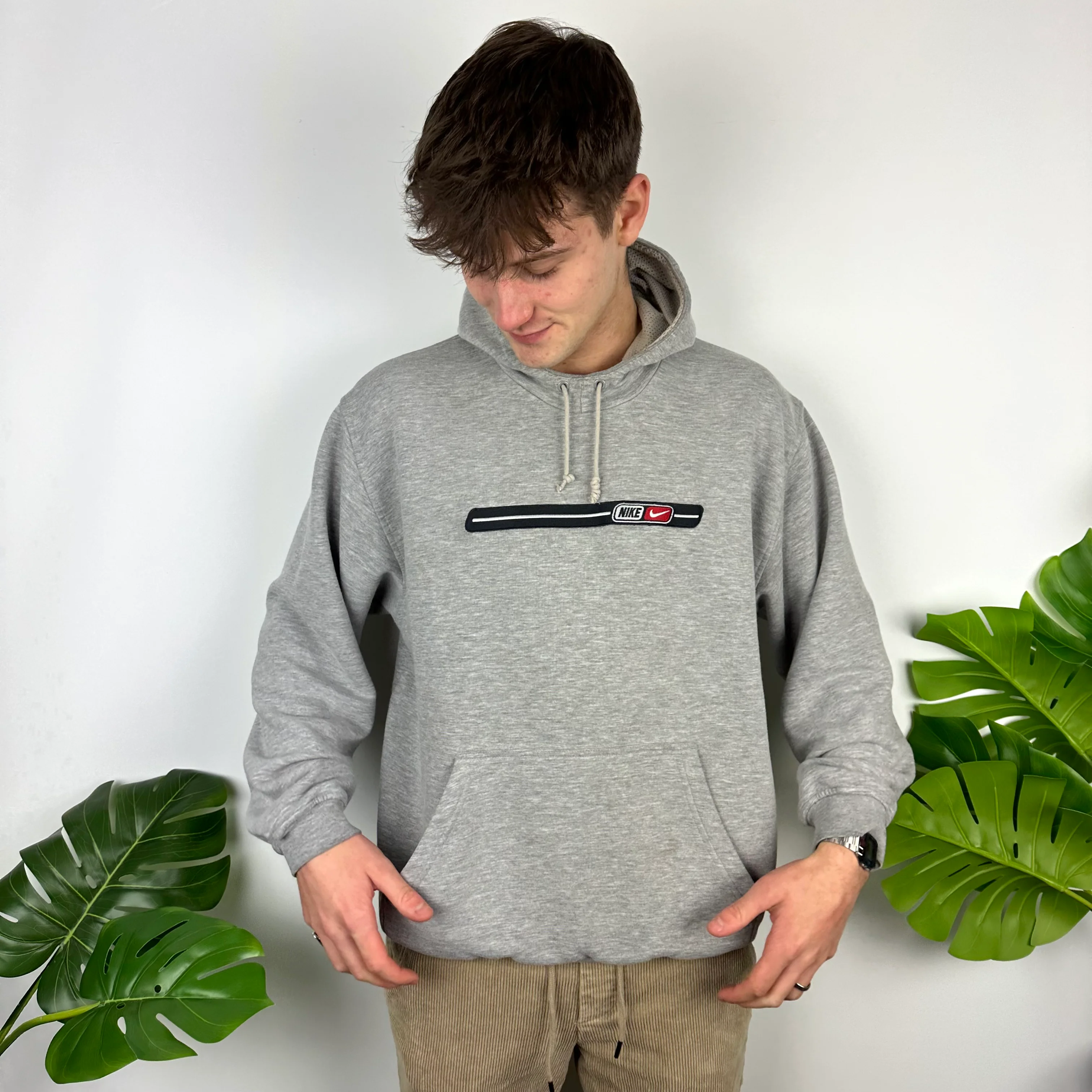Nike Grey Embroidered Spell Out Hoodie (L) - Image 6