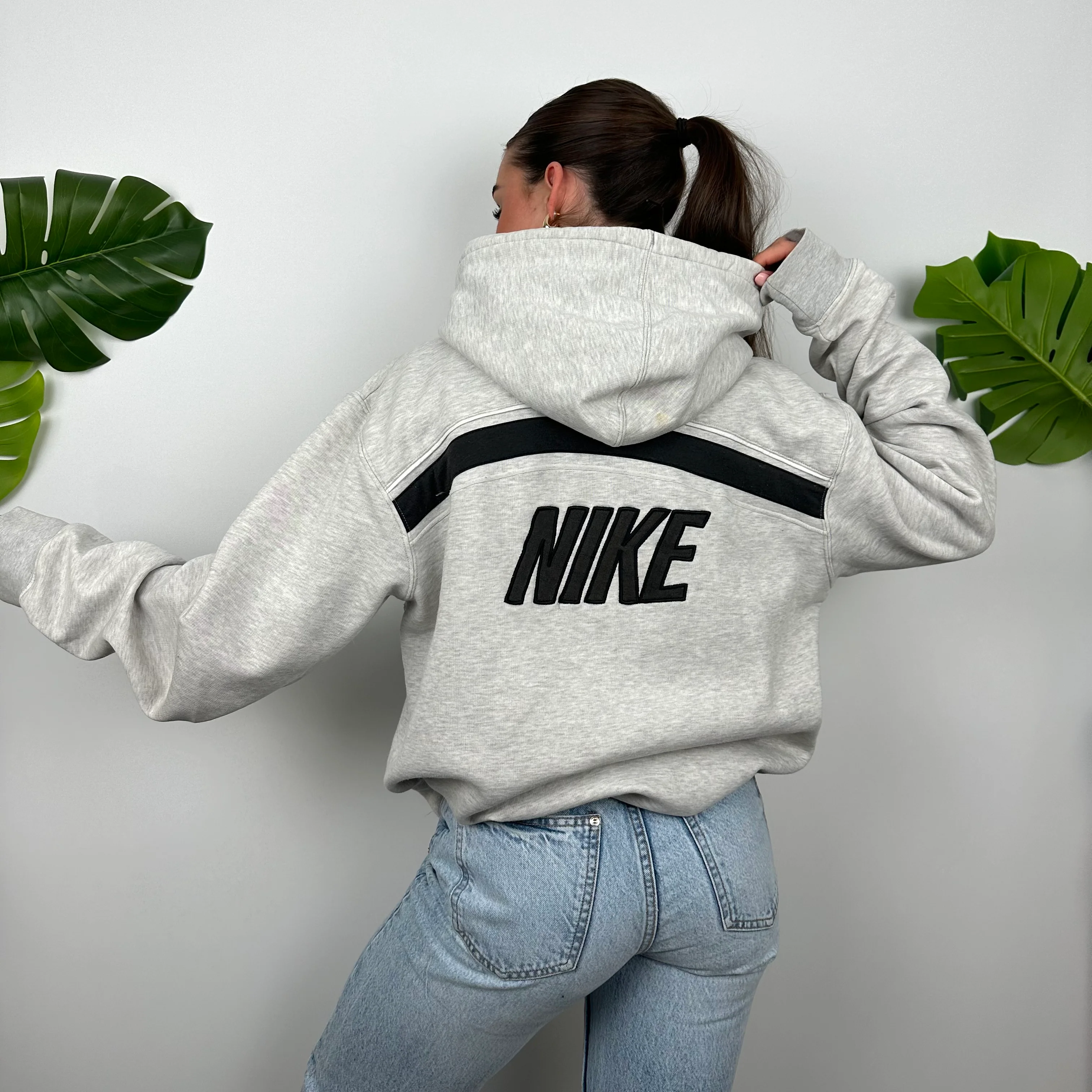 Nike Grey Embroidered Spell Out Hoodie (M) - Image 2