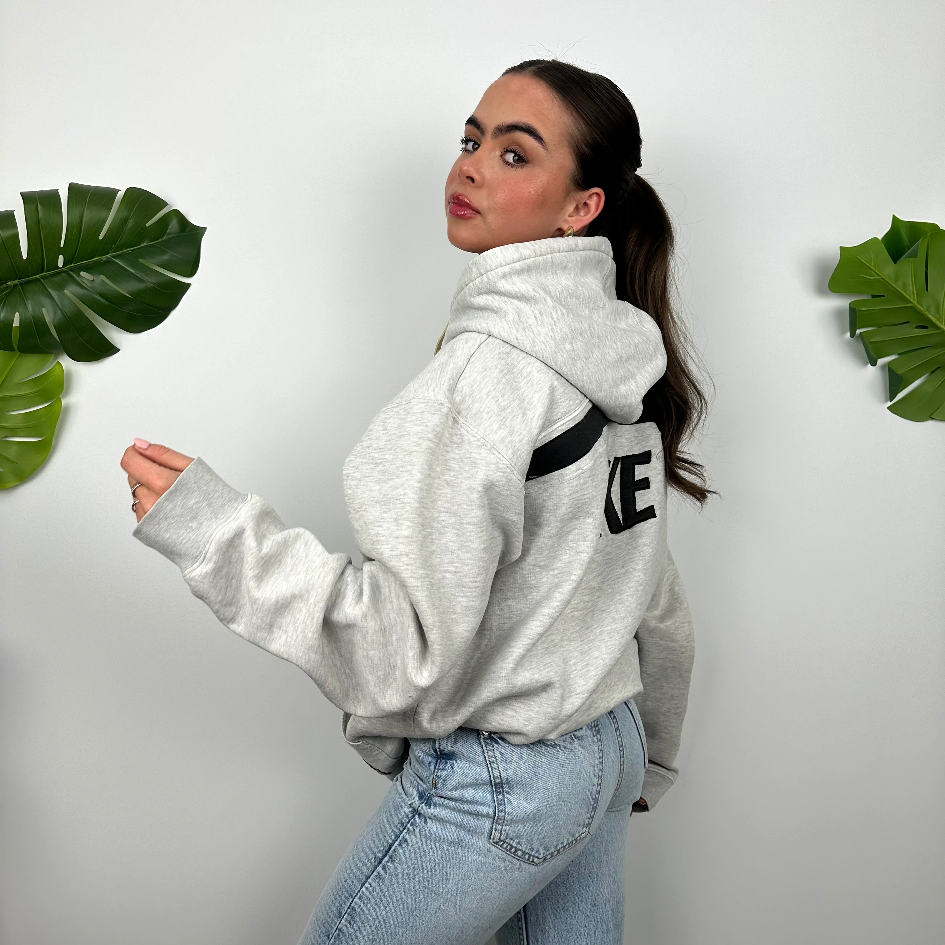 Nike Grey Embroidered Spell Out Hoodie (M) - Image 7