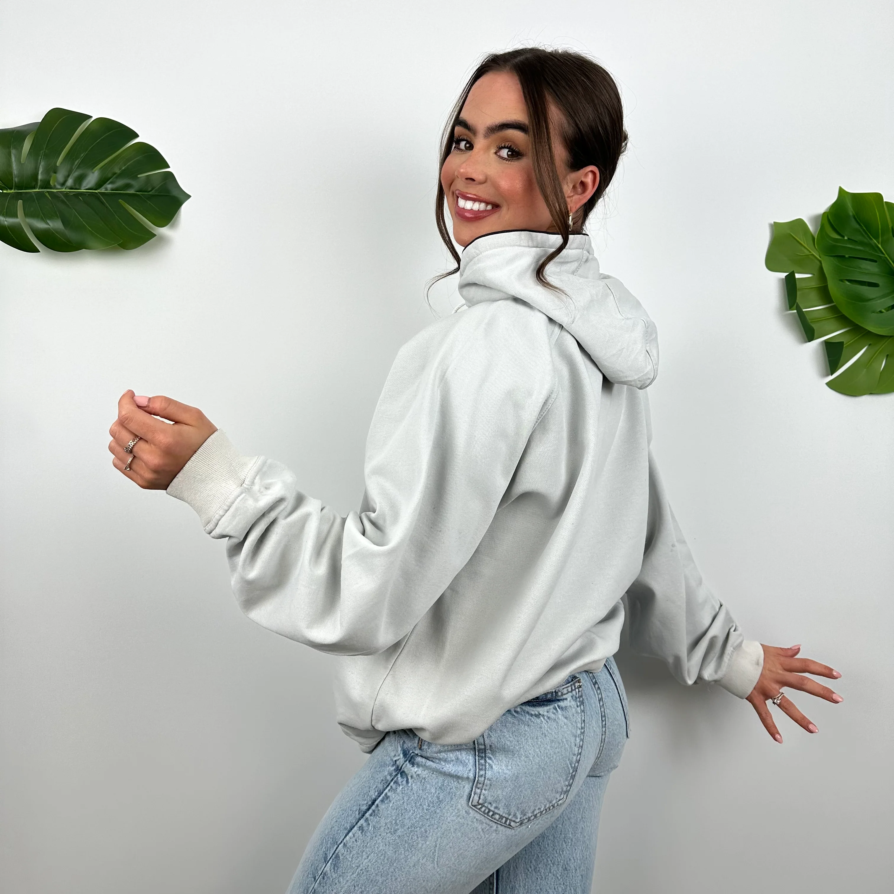 Nike Grey Embroidered Spell Out Hoodie (L) - Image 7
