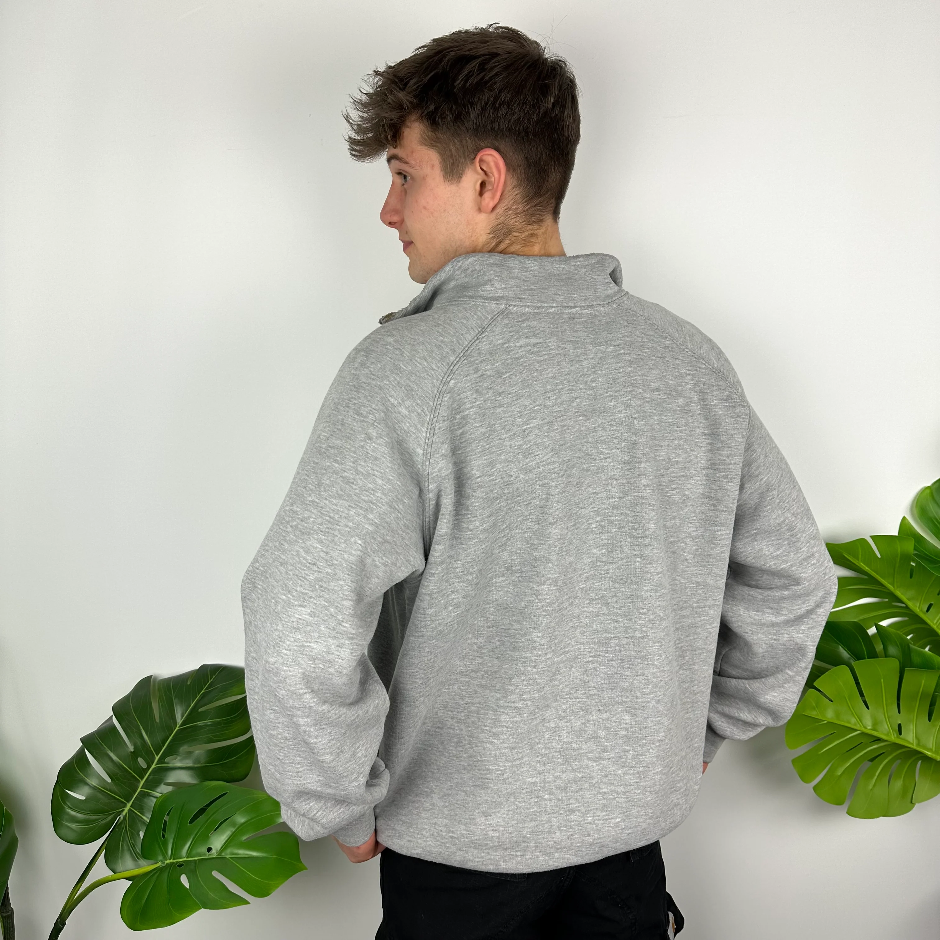 Nike Grey Embroidered Spell Out Quarter Zip Sweatshirt (L) - Image 3