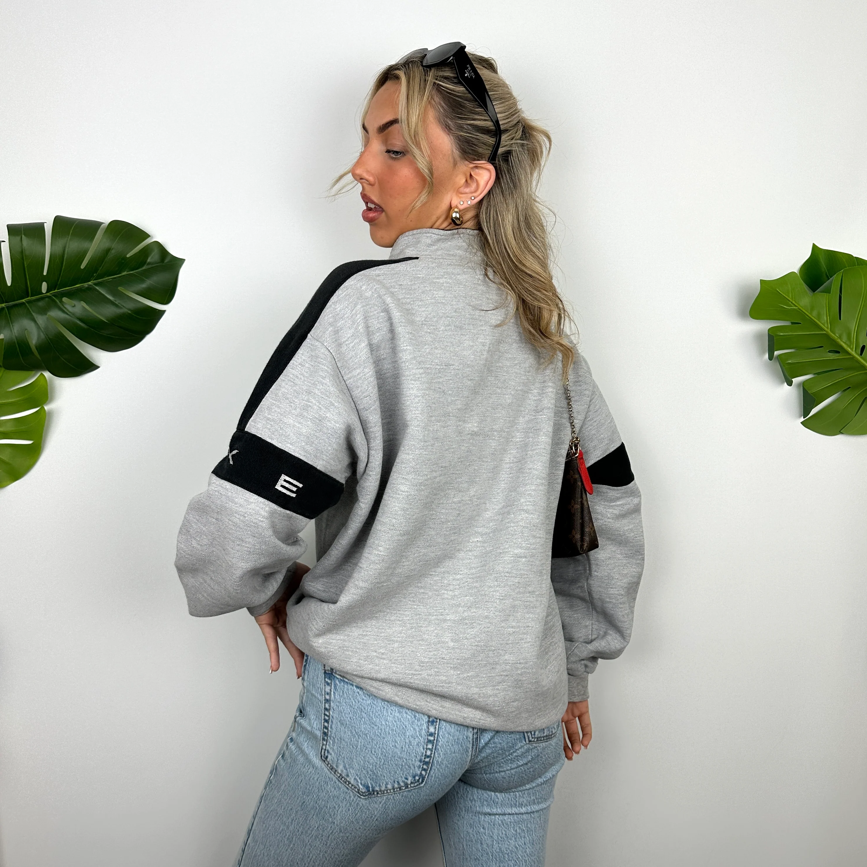 Nike Grey Embroidered Spell Out Quarter Zip Sweatshirt (L) - Image 6