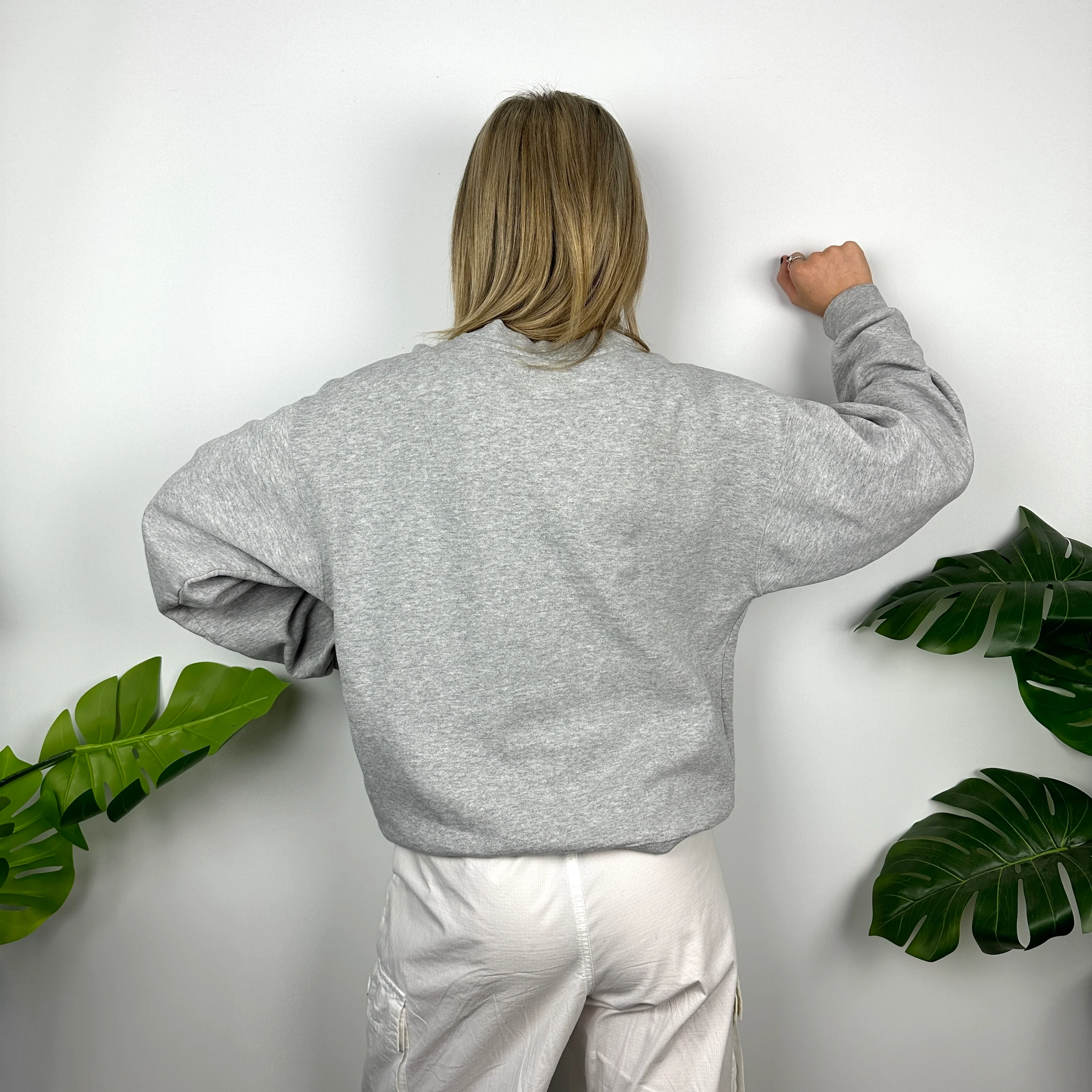 Nike Grey Embroidered Spell Out Sweatshirt (M) - Image 4