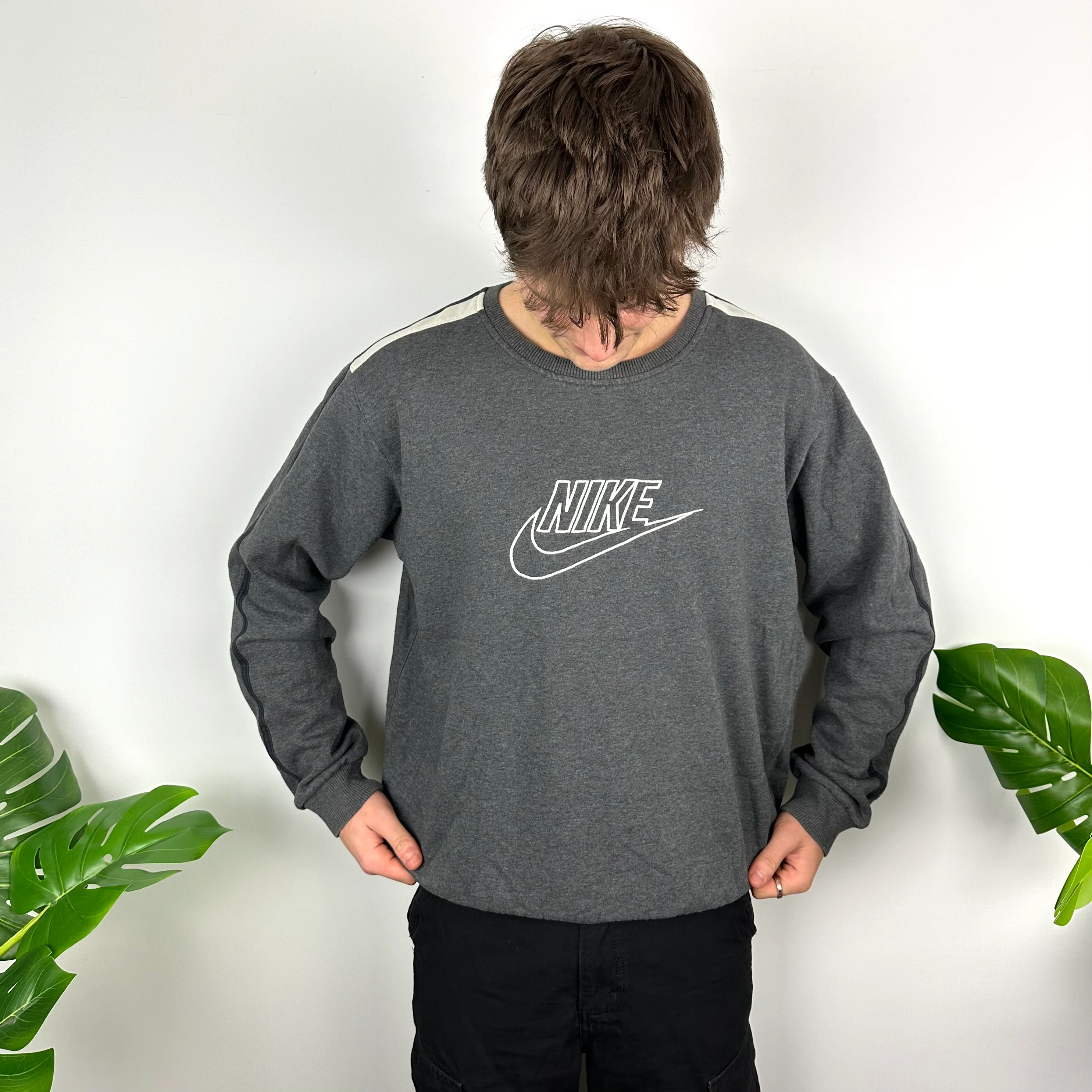 Nike Grey Embroidered Spell Out Sweatshirt (XL) - Image 3