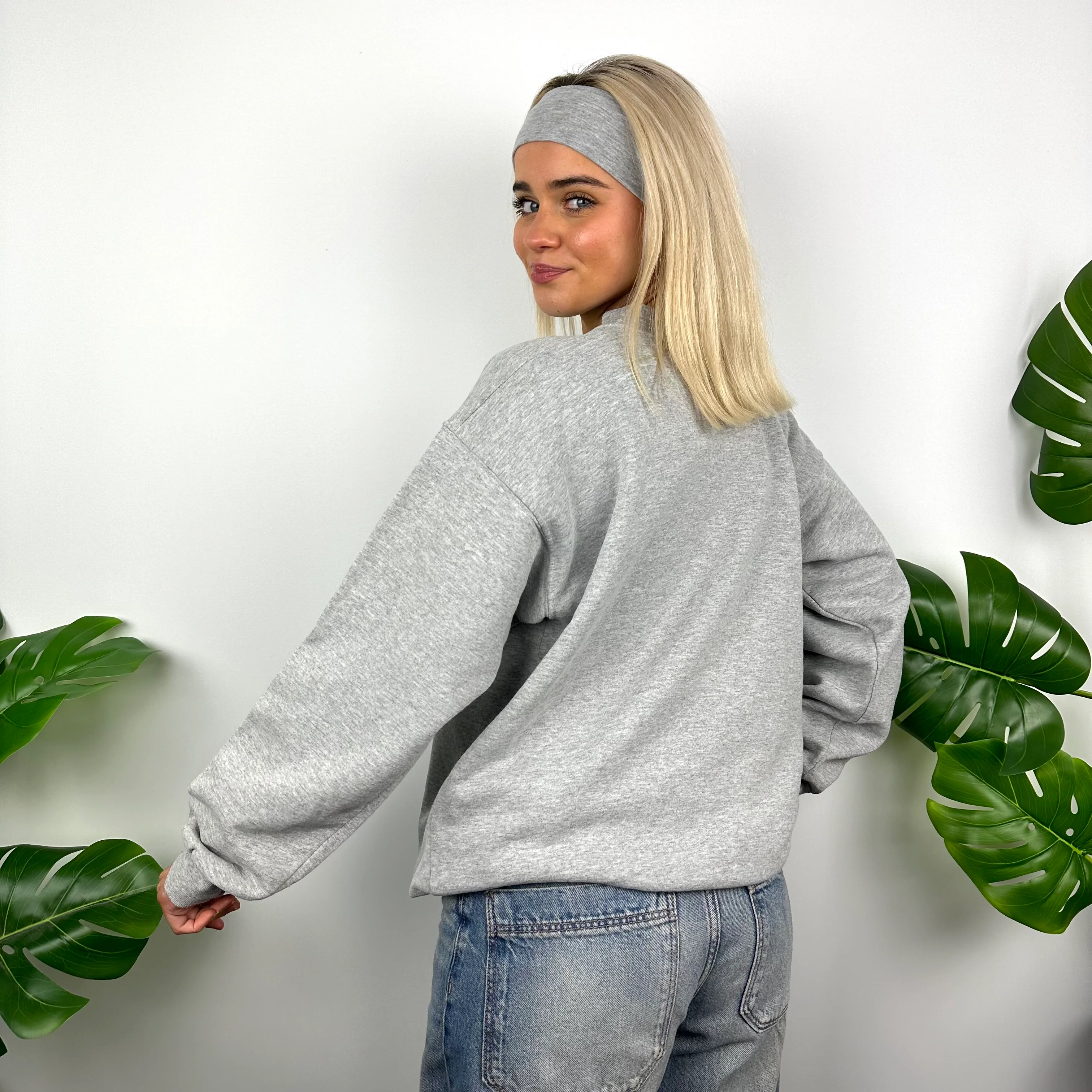 Nike Grey Embroidered Spell Out Sweatshirt (M) - Image 3