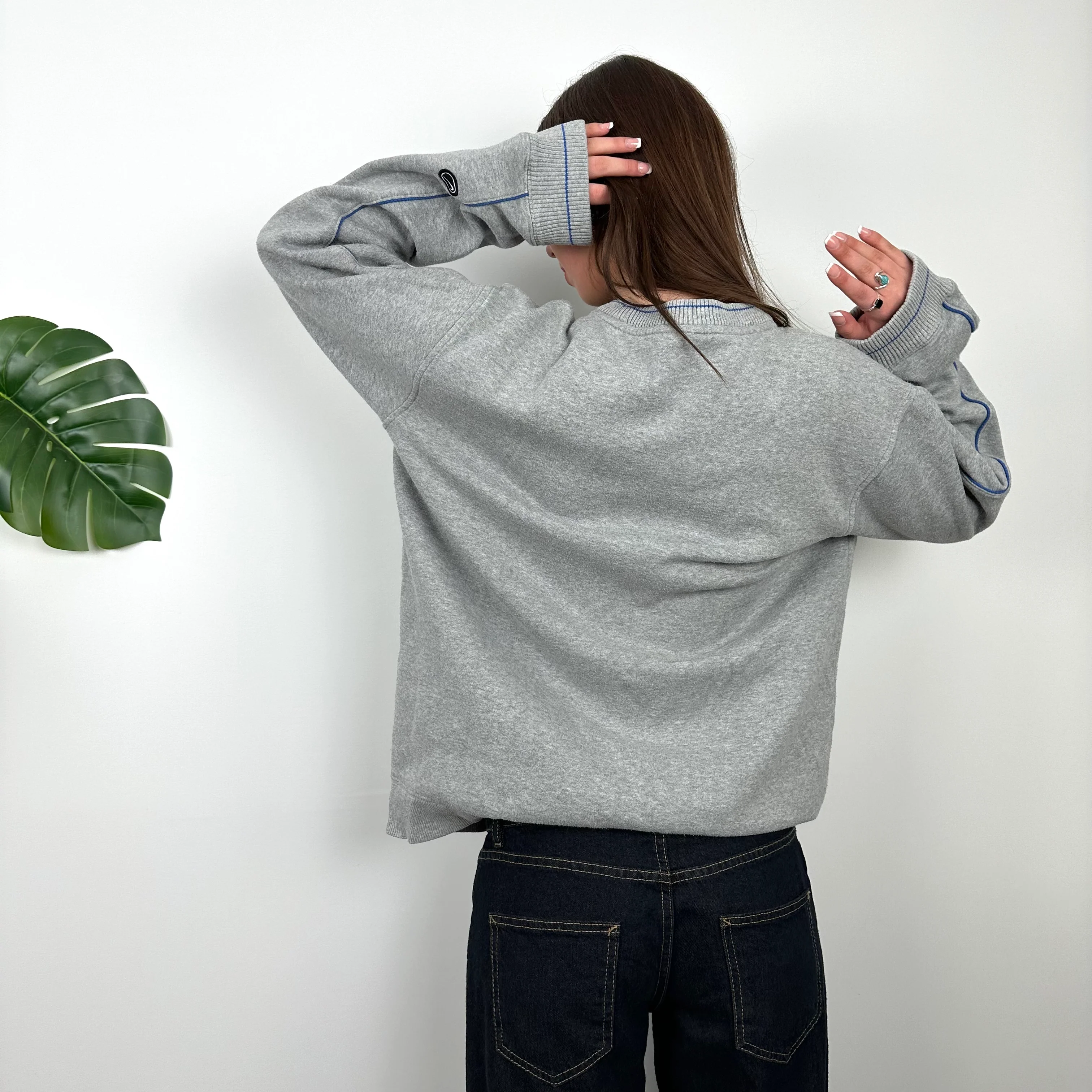 Nike Grey Embroidered Spell Out Sweatshirt (L) - Image 4