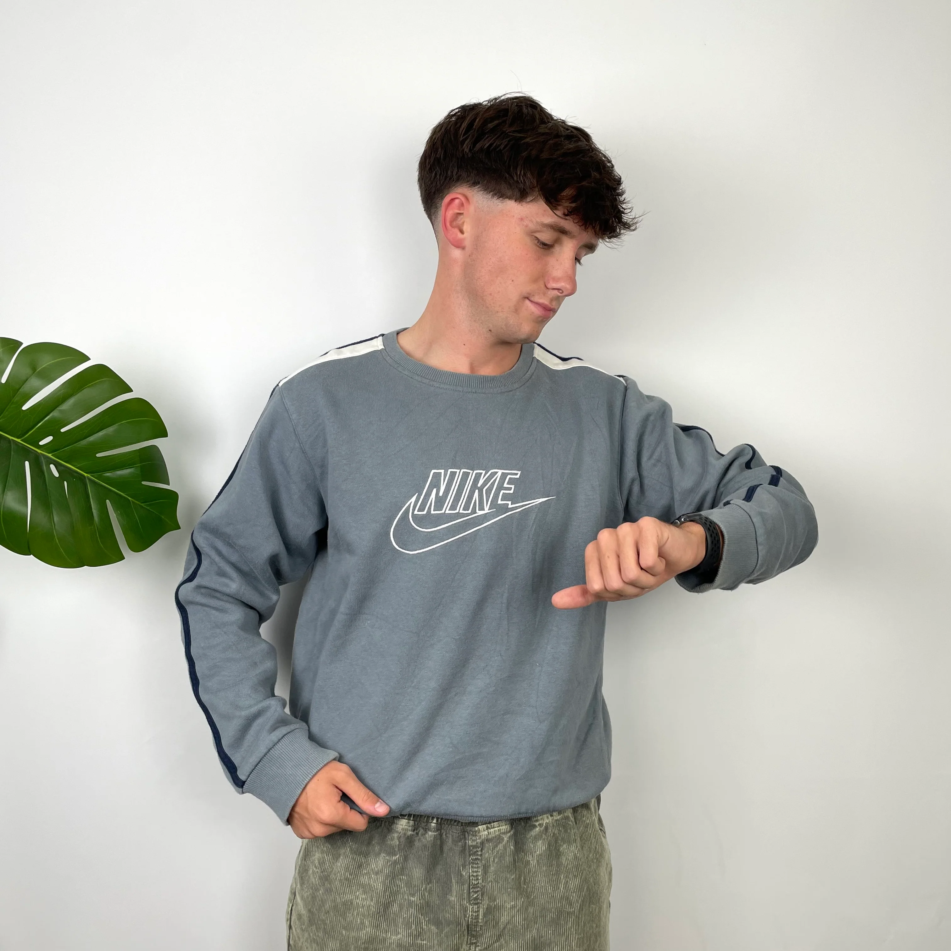 Nike Grey Embroidered Spell Out Sweatshirt (S) - Image 3