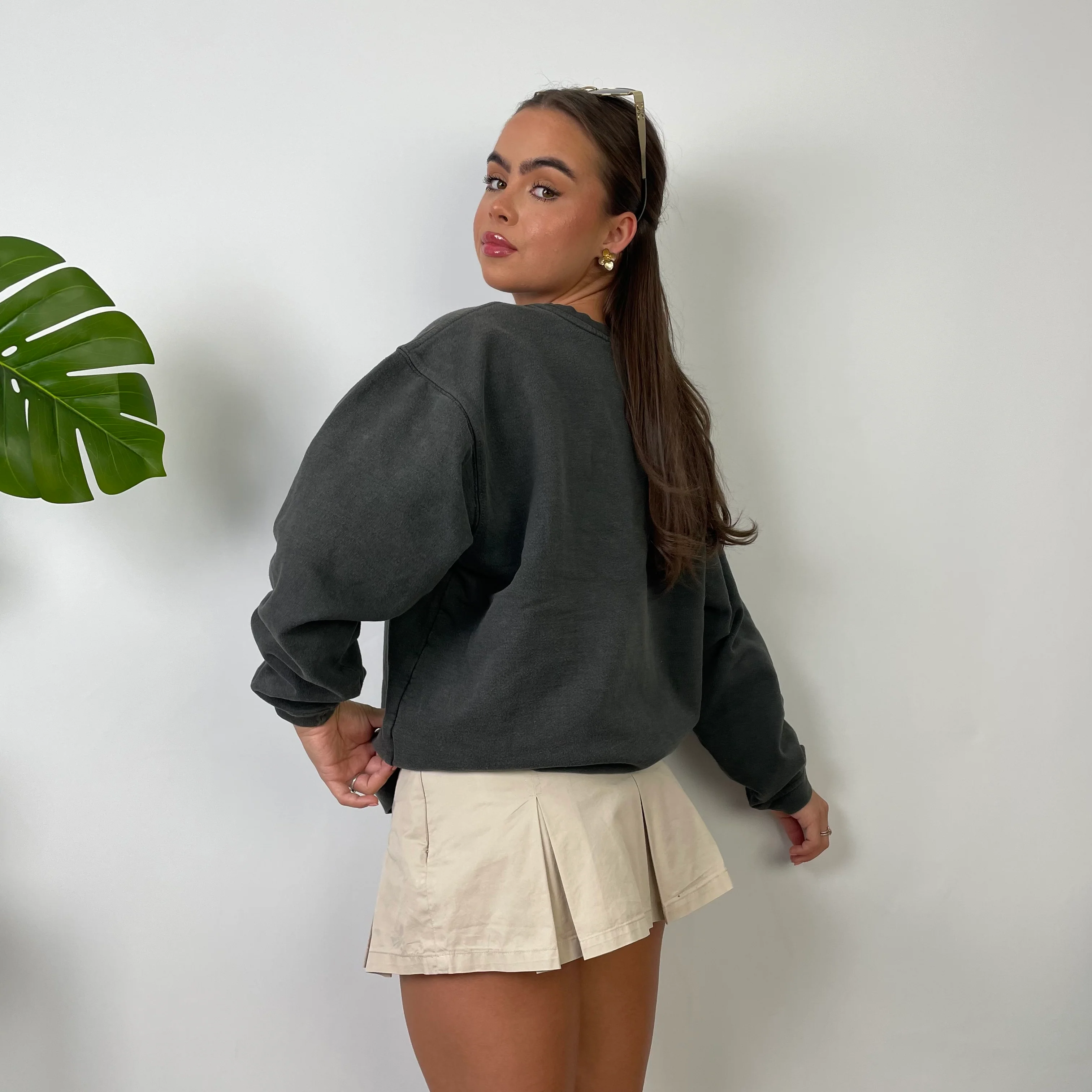 Nike Grey Embroidered Spell Out Sweatshirt (S) - Image 10
