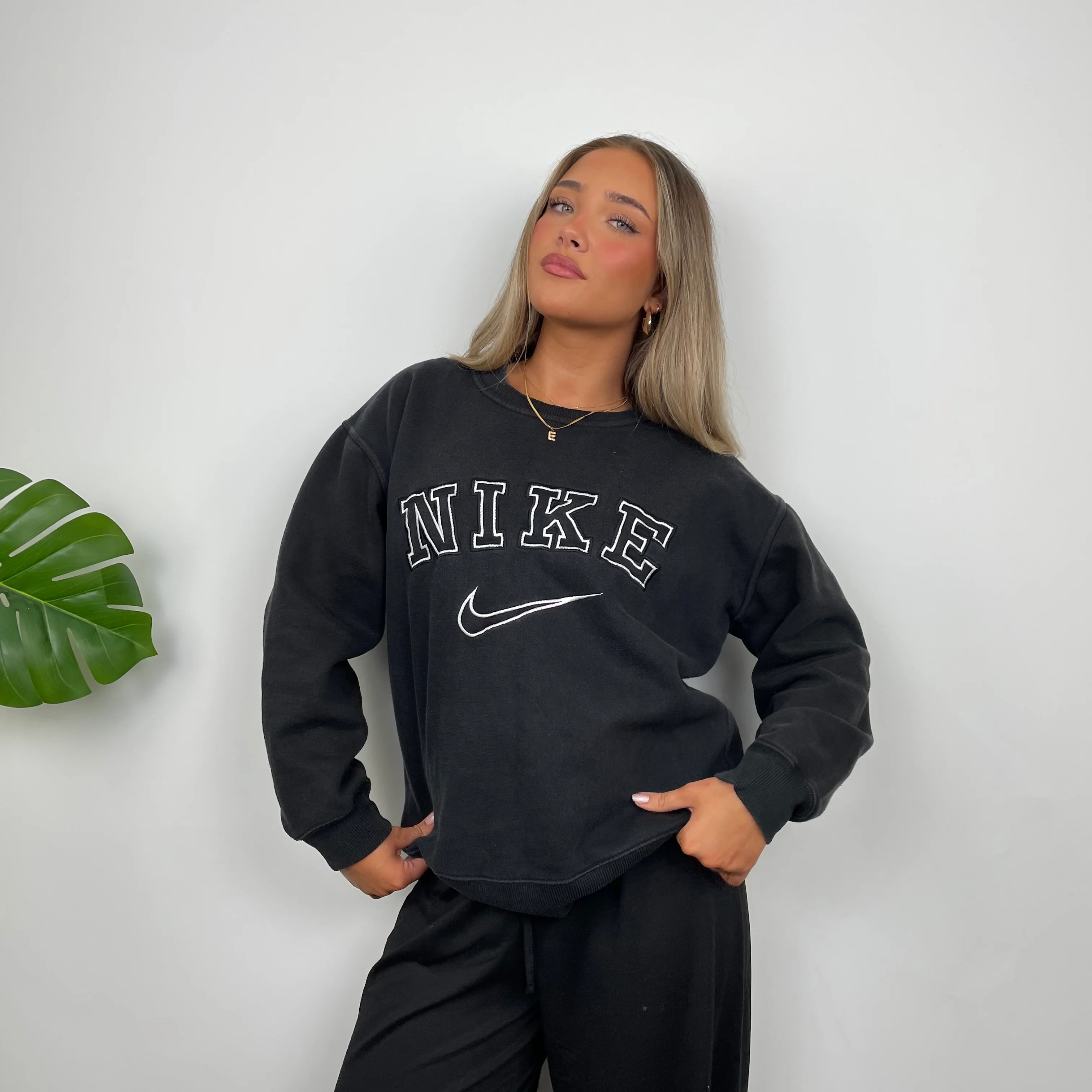 Nike Grey Embroidered Spell Out Sweatshirt (XS) - Image 2