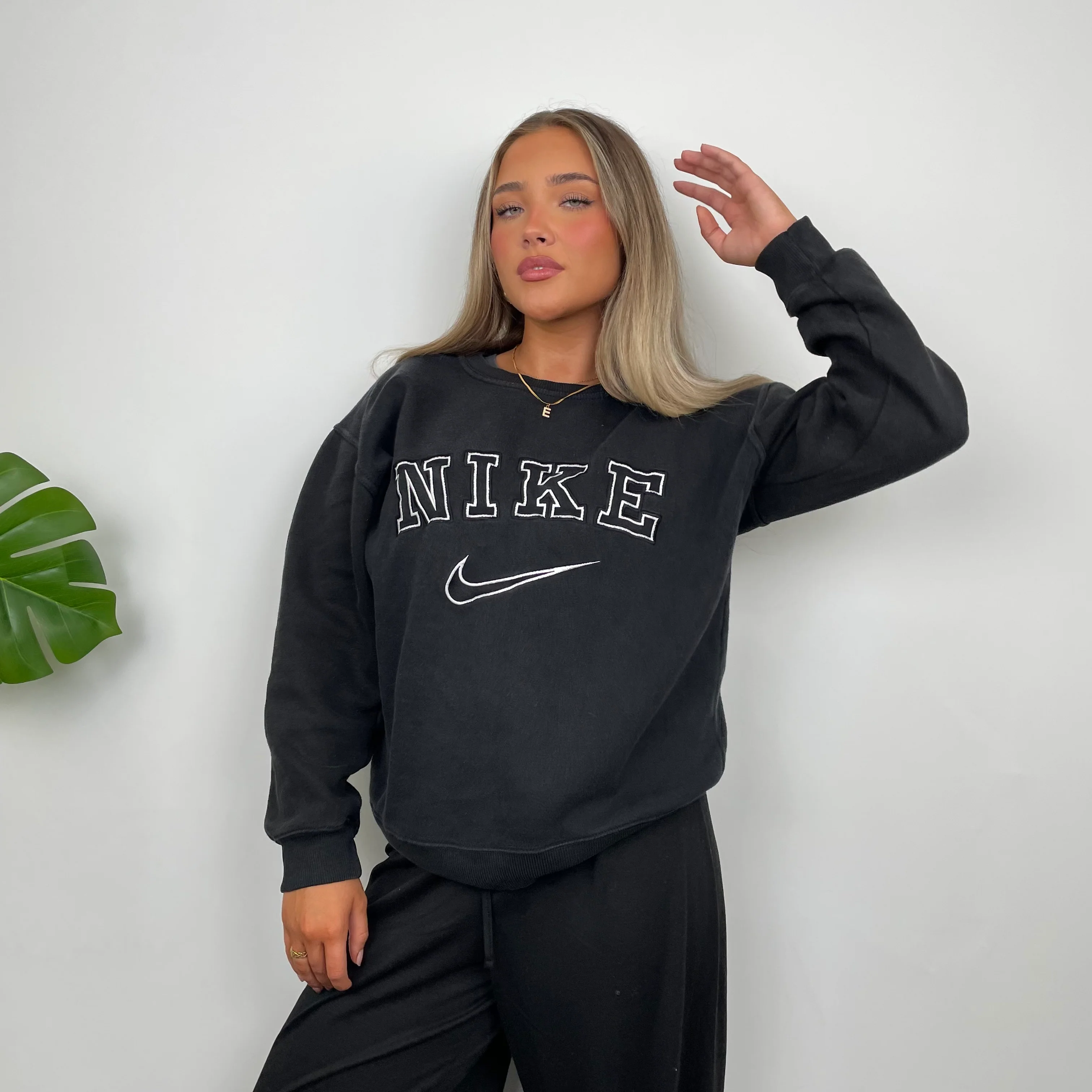 Nike Grey Embroidered Spell Out Sweatshirt (XS) - Image 3