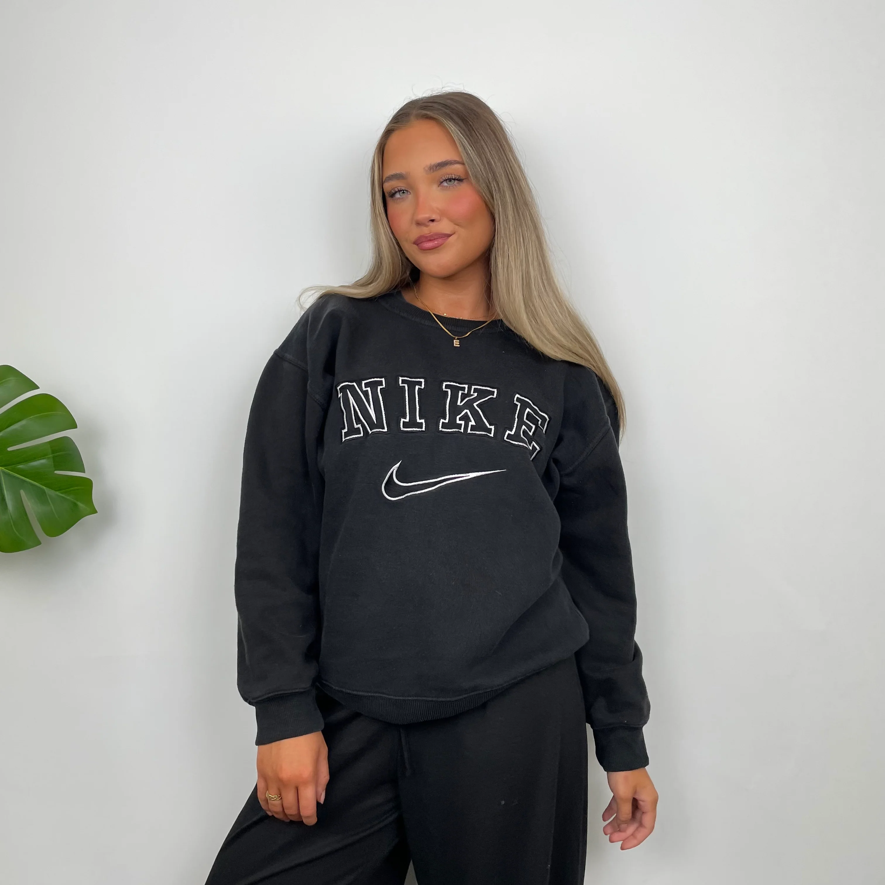 Nike Grey Embroidered Spell Out Sweatshirt (XS) - Image 4