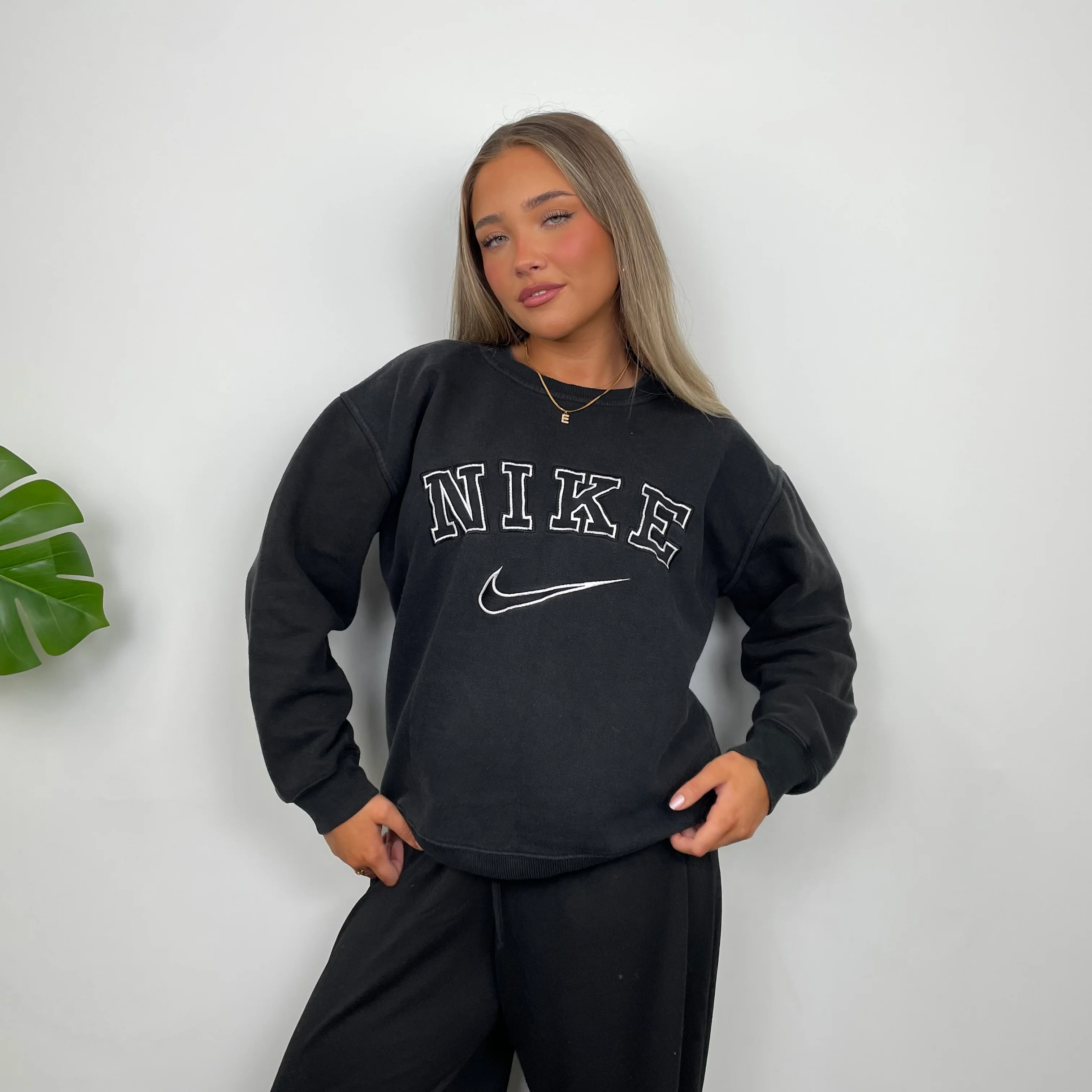 Nike Grey Embroidered Spell Out Sweatshirt (XS) - Image 5