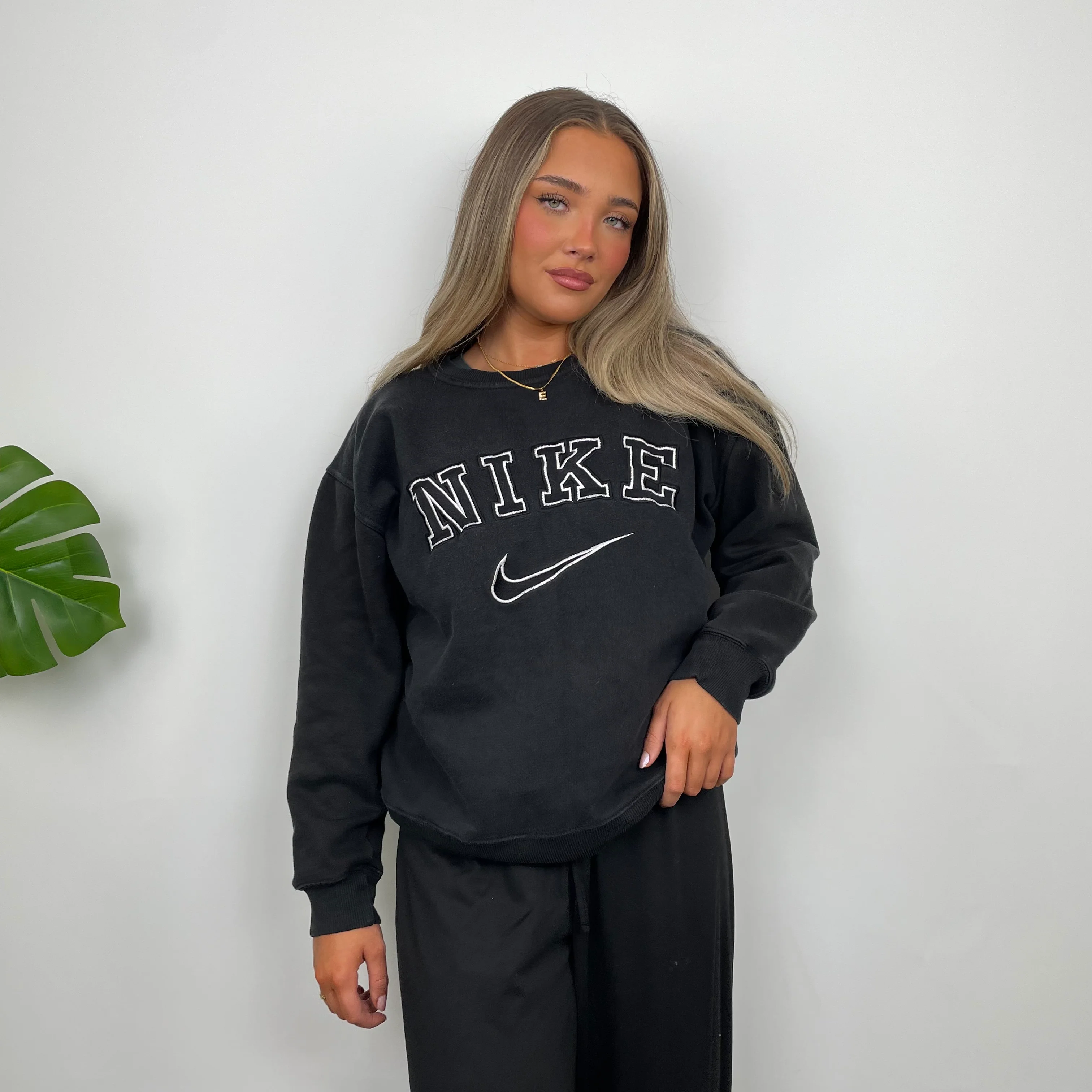 Nike Grey Embroidered Spell Out Sweatshirt (XS) - Image 6