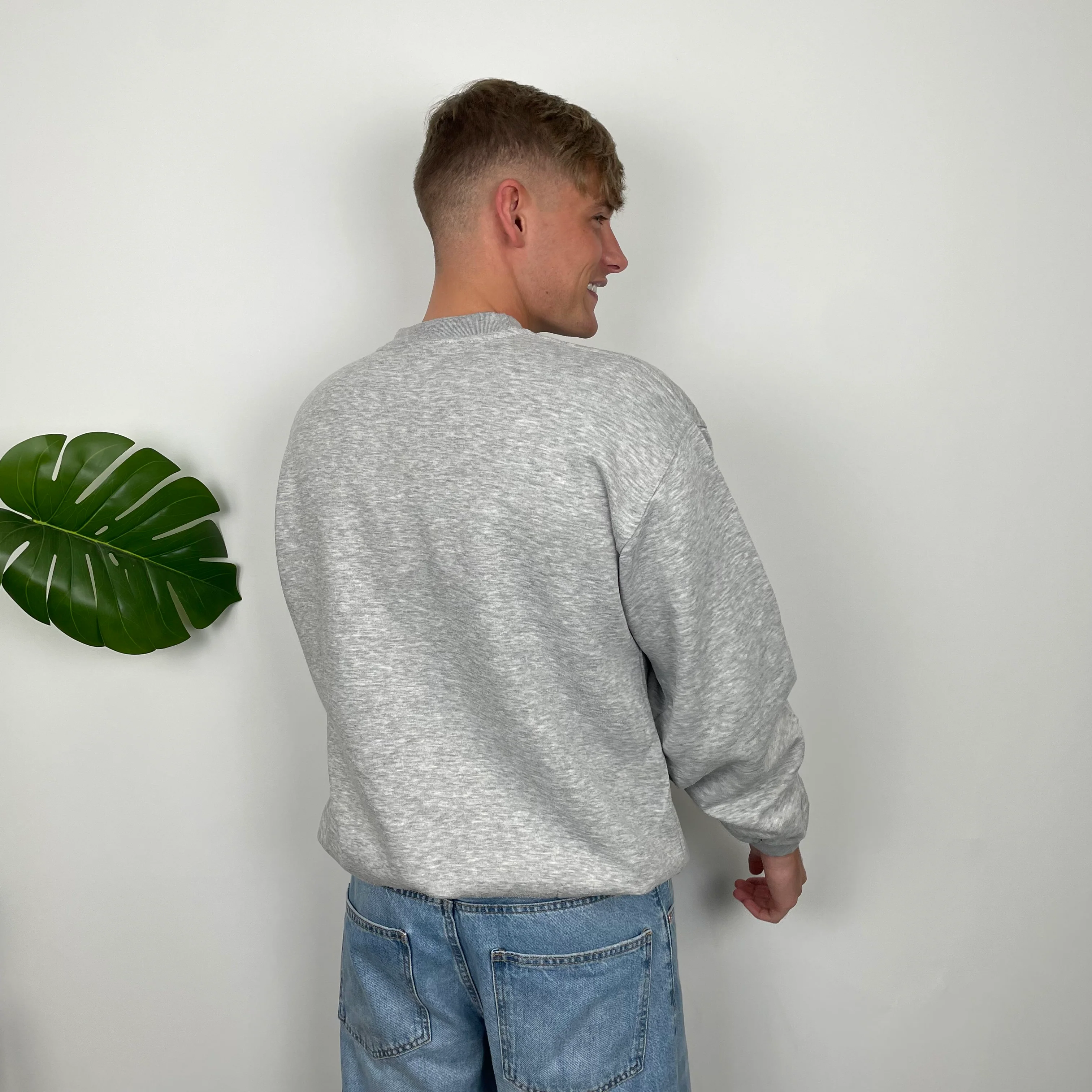 Nike Grey Embroidered Spell Out Sweatshirt (L) - Image 7