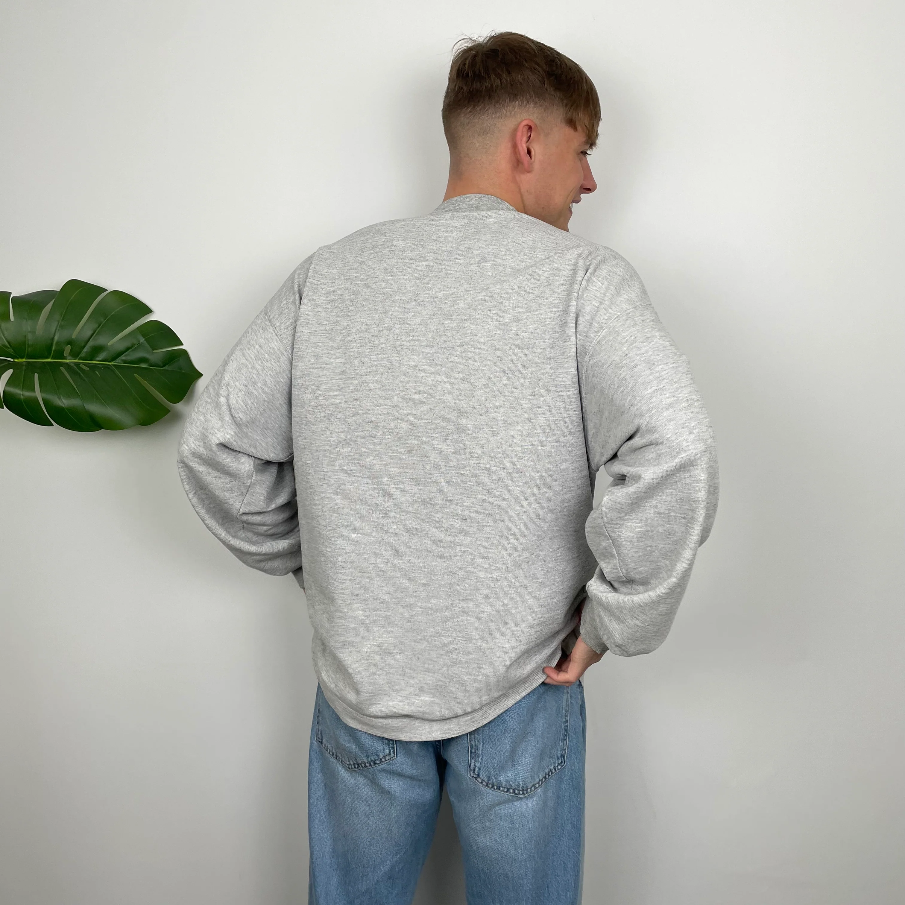 Nike Grey Embroidered Spell Out Sweatshirt (L) - Image 4