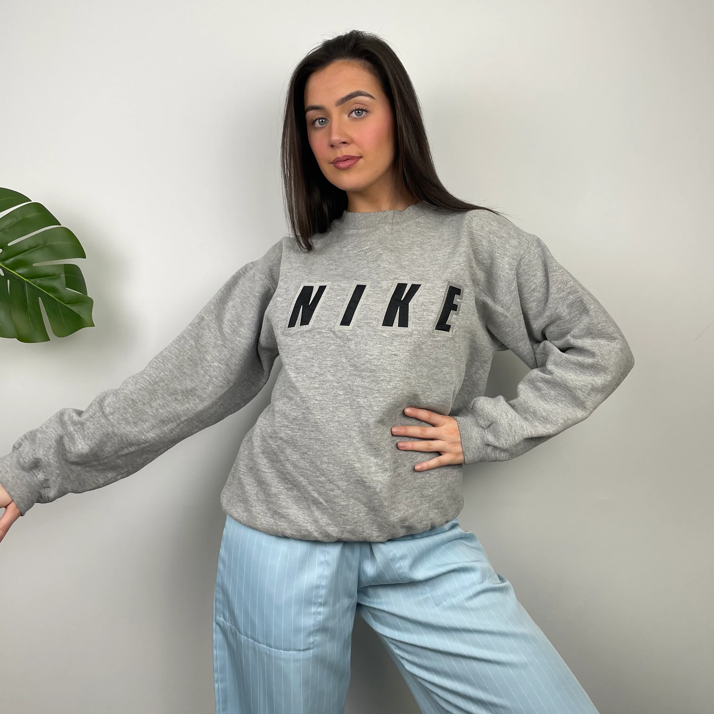 Nike Grey Embroidered Spell Out Sweatshirt (M)